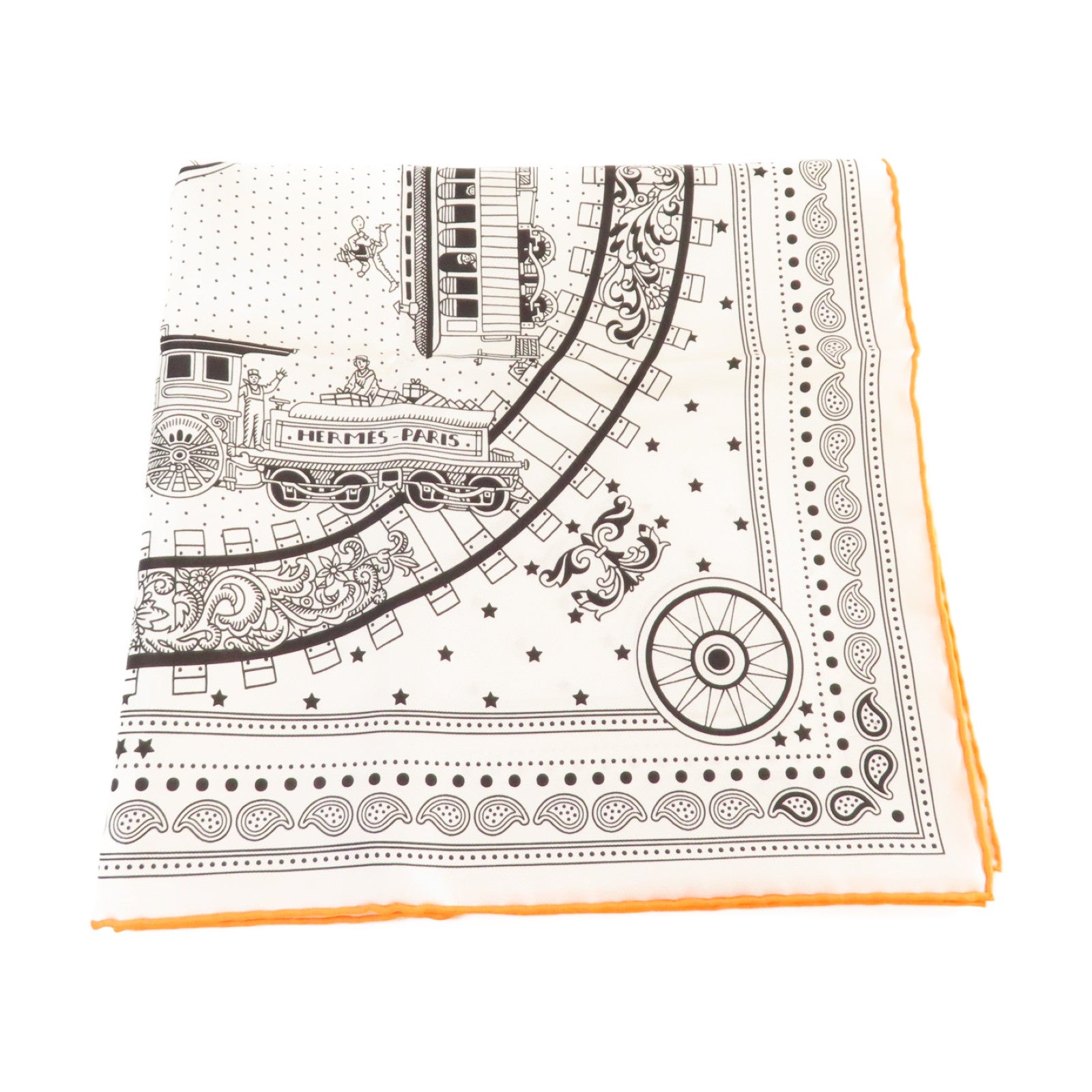 HERMES 【激減優惠】絲質Scarf絲巾白色/黑色/橙色