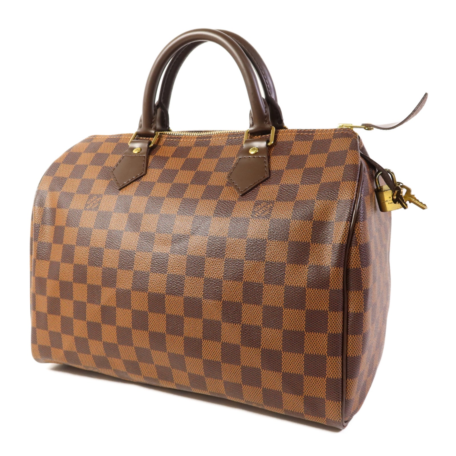 LOUIS VUITTON Damier Speedy 30金扣手挽袋