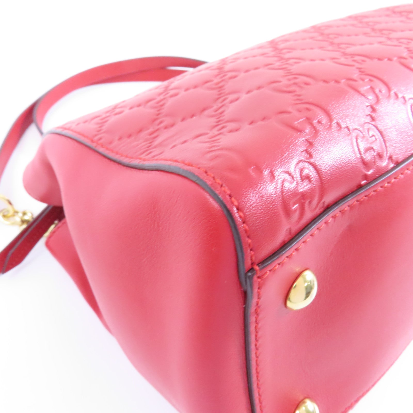 GUCCI 牛皮皮革Shoulder Tote金扣肩背/手挽袋紅色