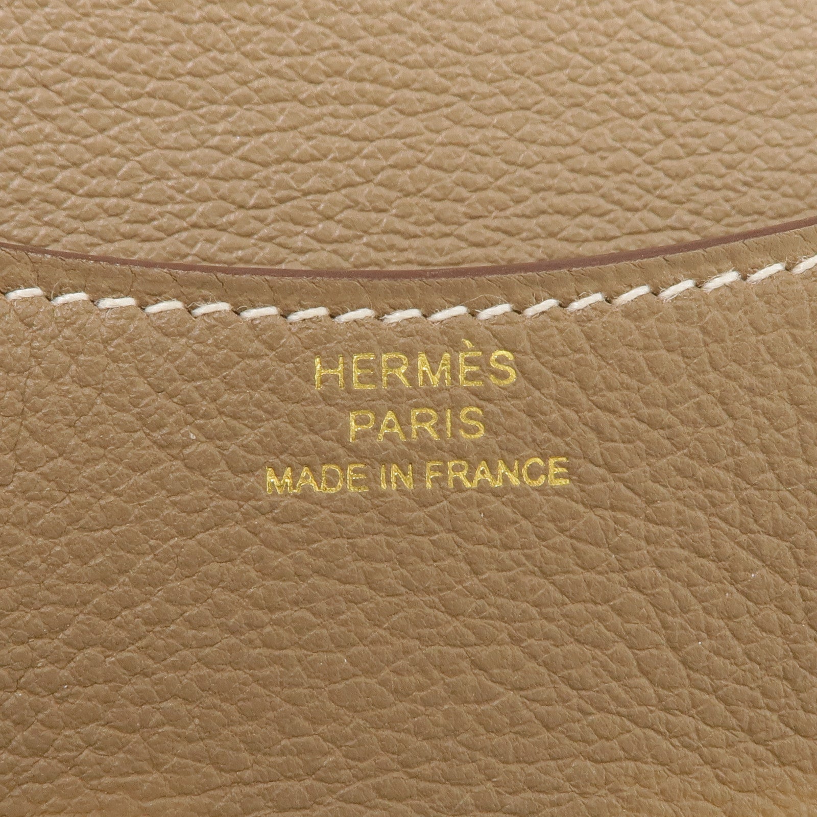 HERMES Evercolor皮革Constance Slim Wallet金扣錢包Etoupe