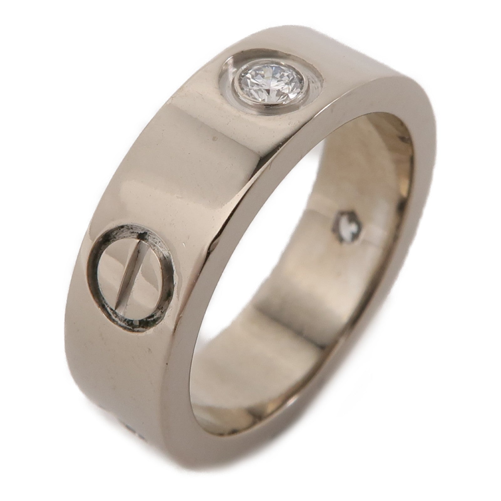 CARTIER 18K白金Love Ring Half Diamond Ring鑽石戒指Cartier#49/US#5
