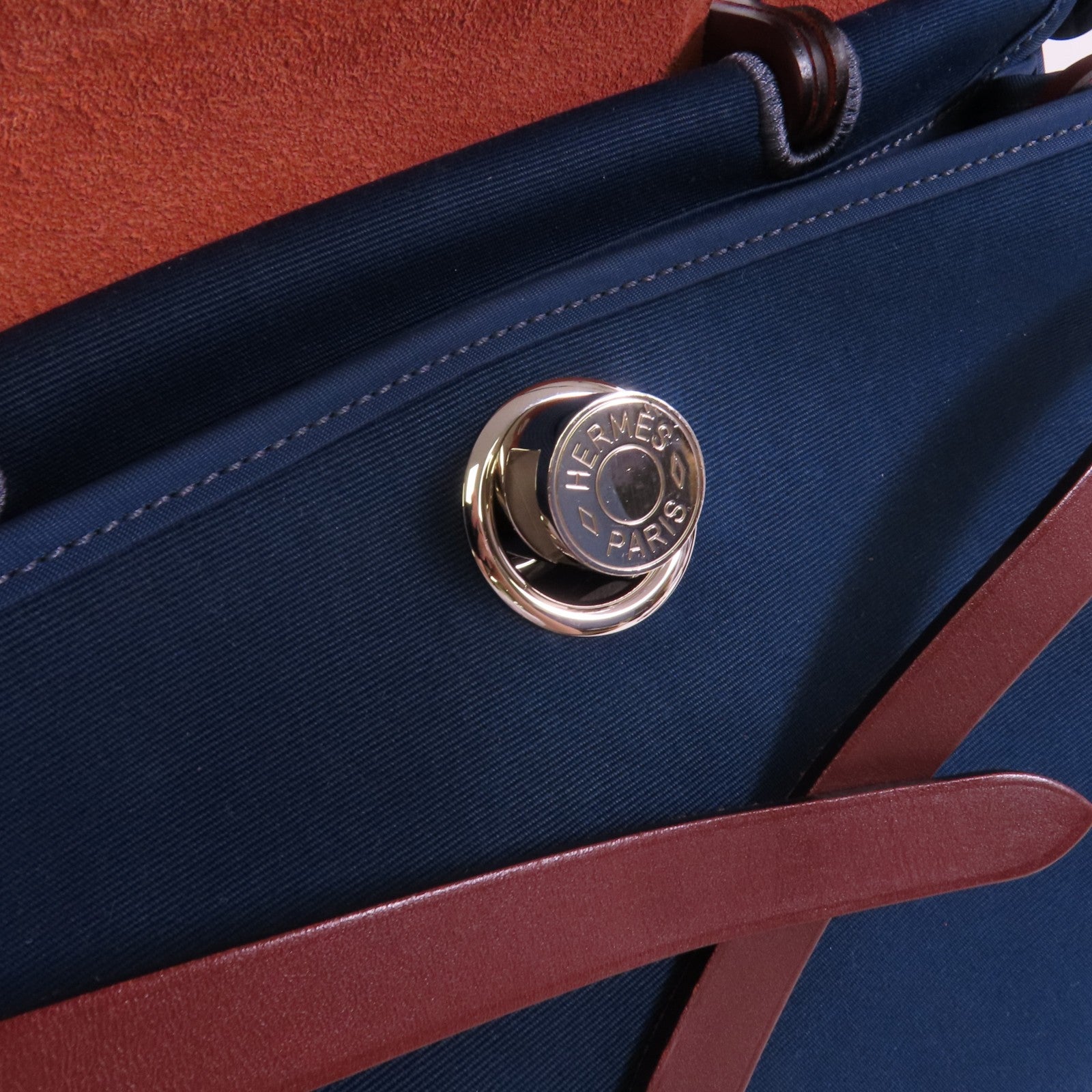 HERMES 帆布Herbag PM銀扣手挽肩背兩用袋