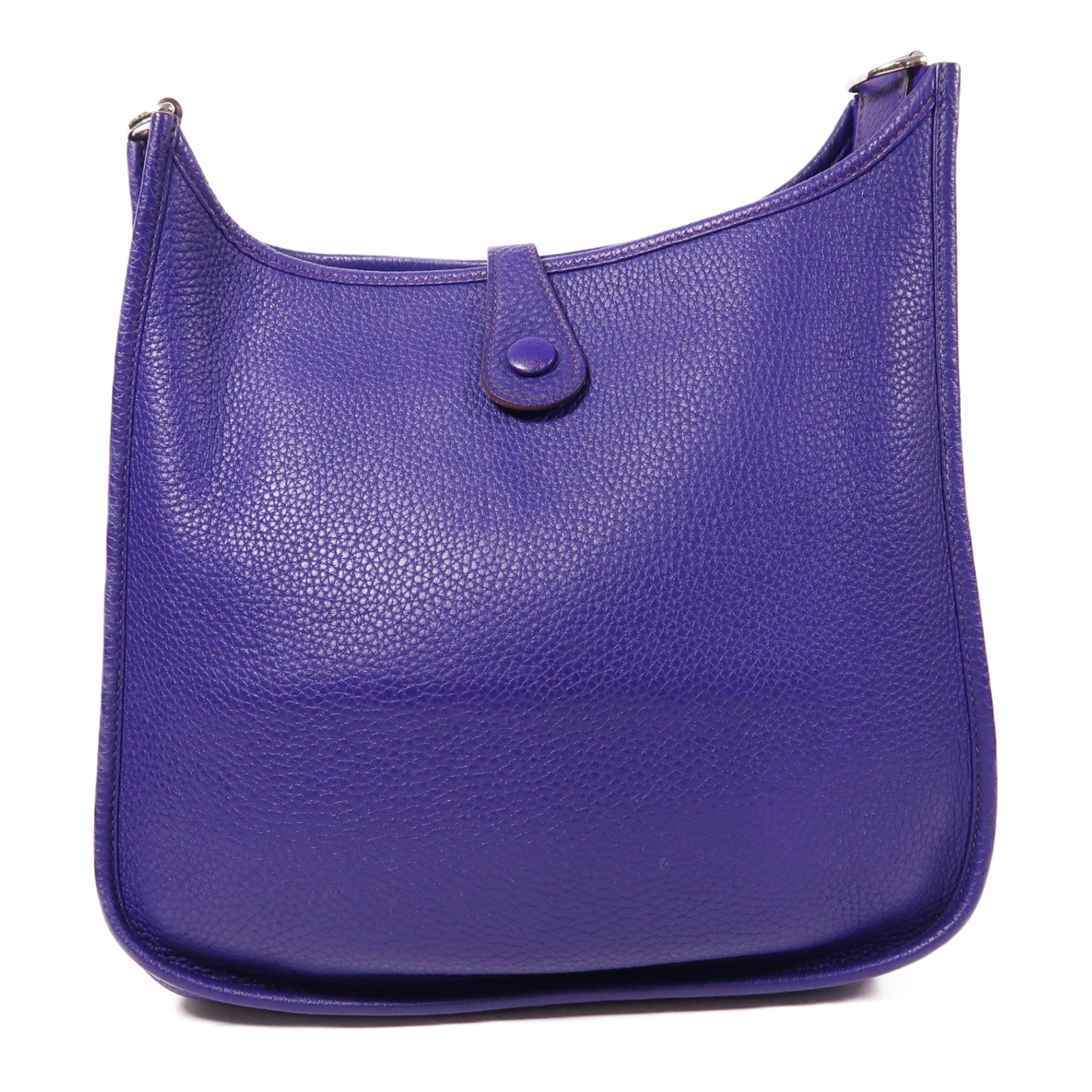 HERMES Clemence皮革Evelyne PM銀扣肩背袋Iris/紫色