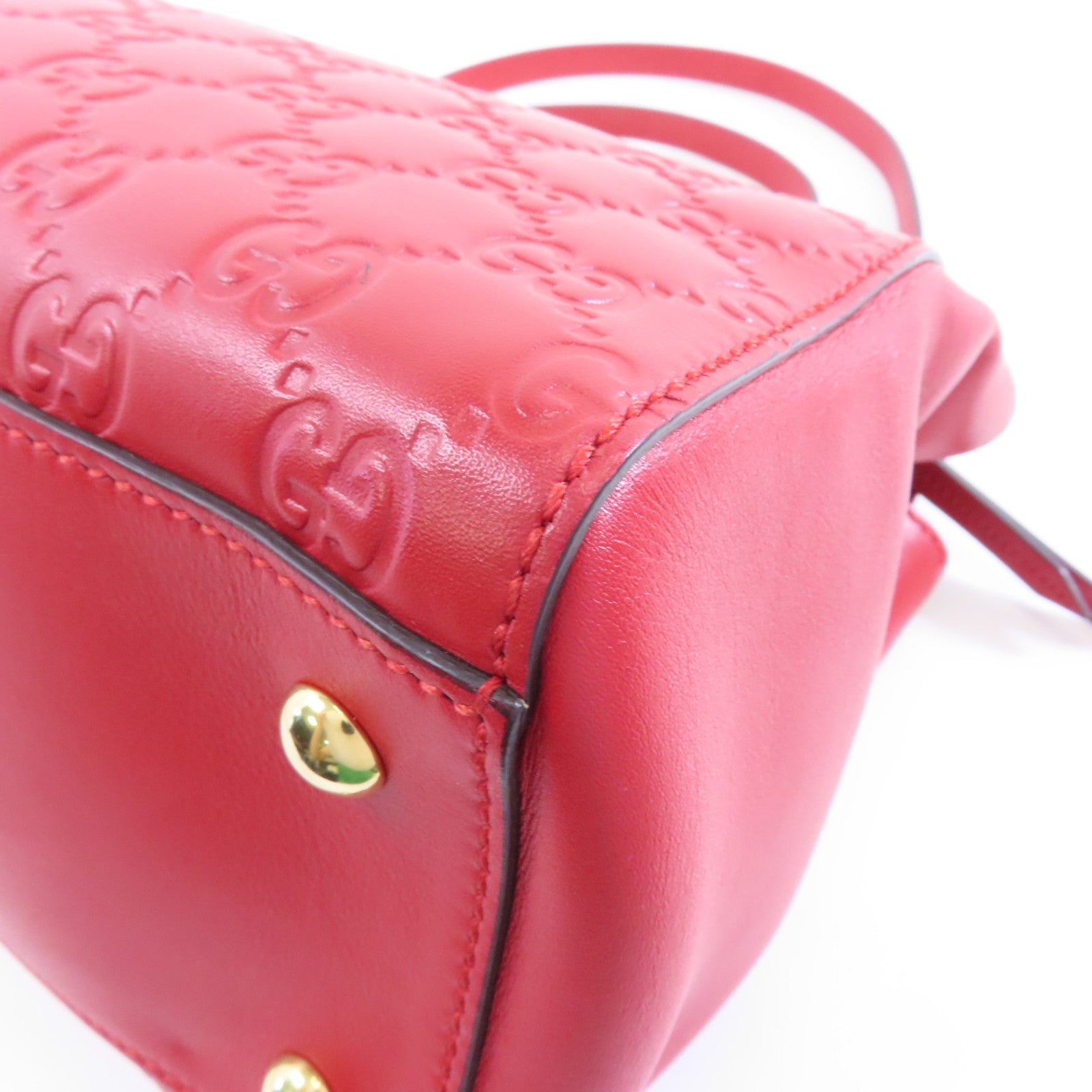 GUCCI 牛皮皮革Shoulder Tote金扣肩背/手挽袋紅色