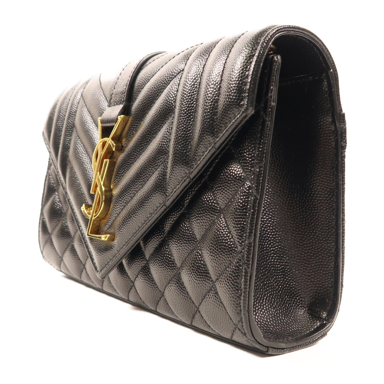 YVES SAINT LAURENT 牛皮皮革Envelope Flap Bag Small金扣鏈帶肩背袋