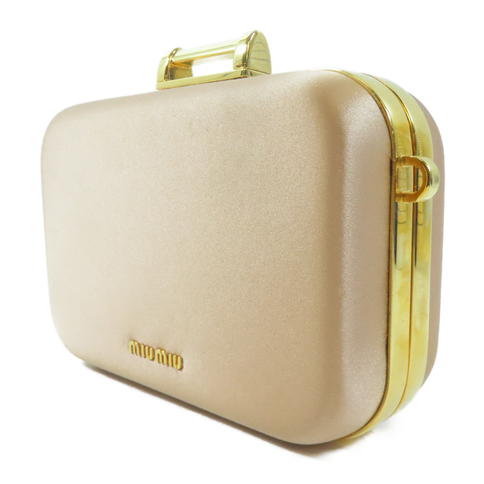 Miu Miu Satin Clutch Box金扣鏈帶肩背袋粉紅色