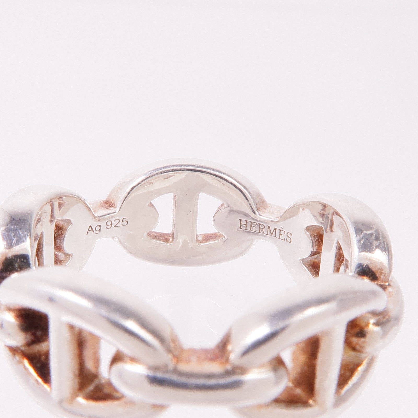 HERMES 925純銀Chaine Dancre Enchainee Ring戒指Hermes#52/US#6