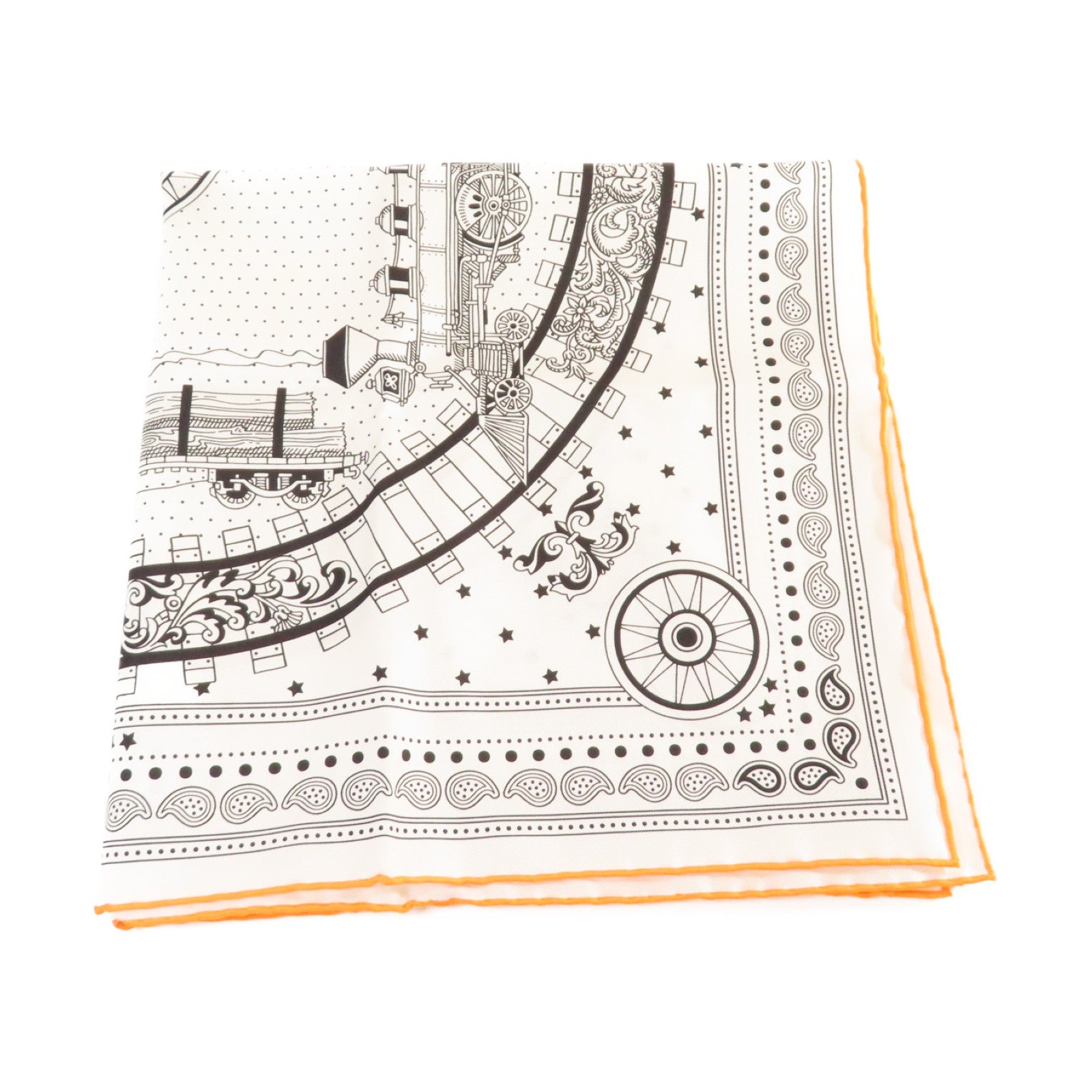 HERMES 【激減優惠】絲質Scarf絲巾白色/黑色/橙色