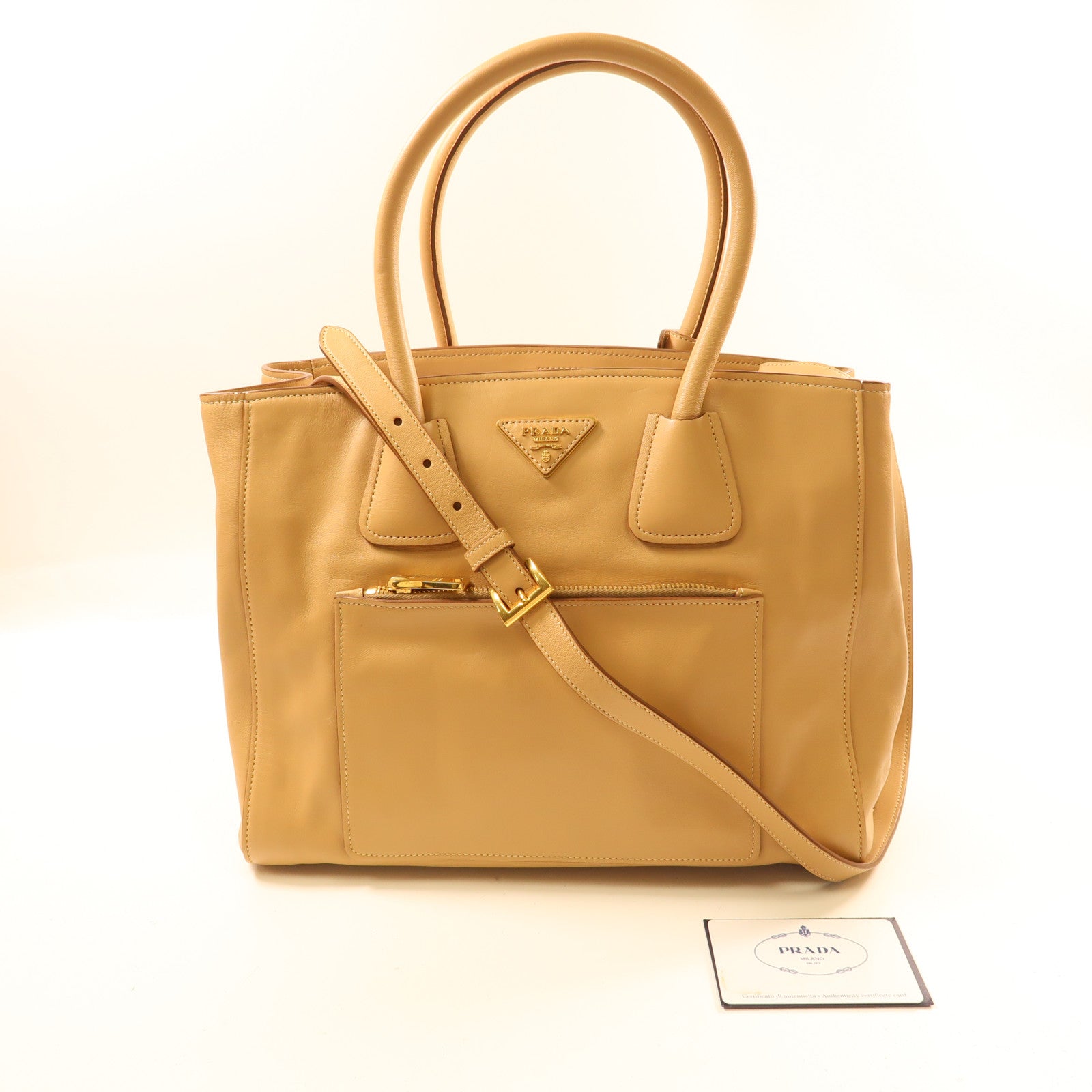 PRADA 牛皮皮革2 Way Shoulder金扣手挽肩背兩用袋