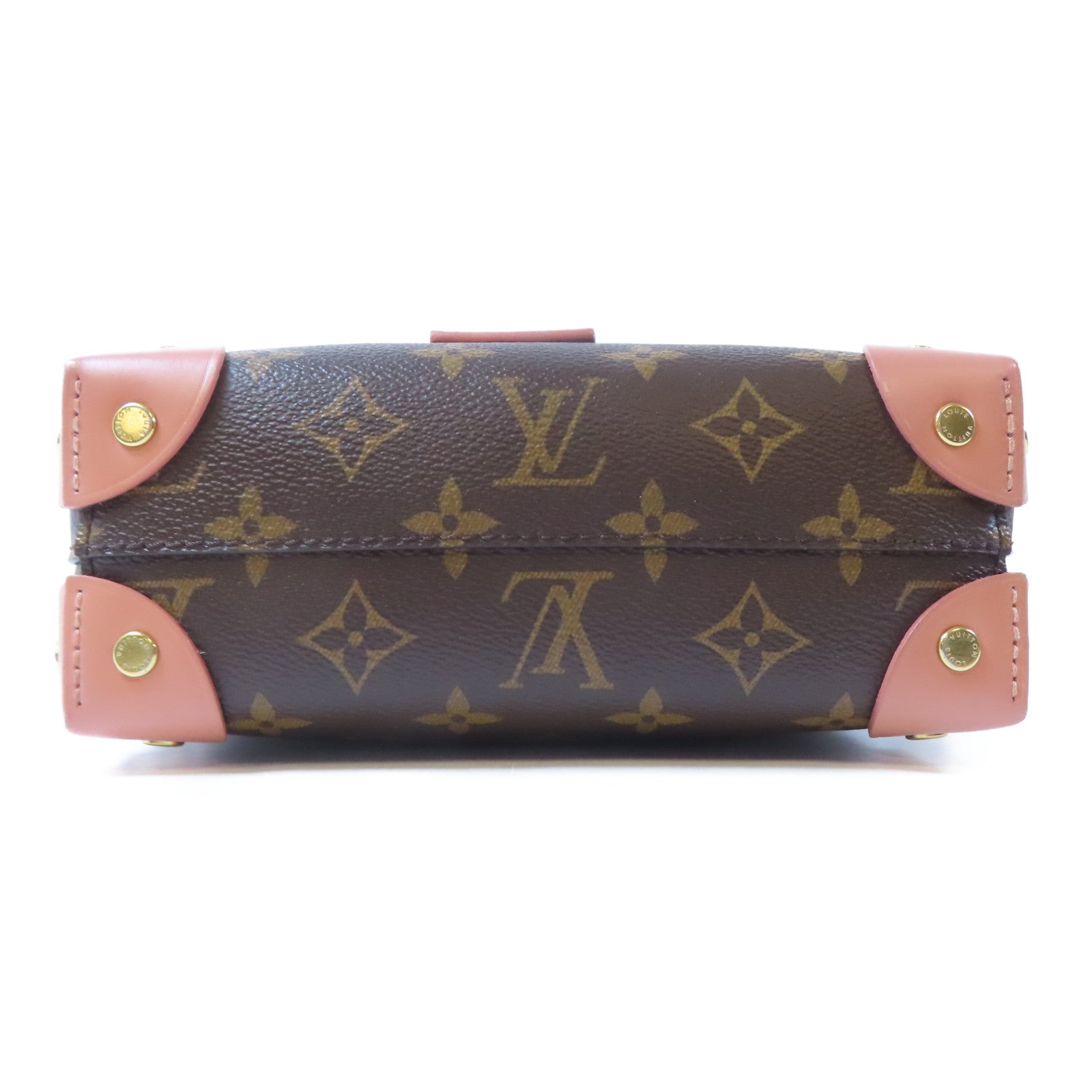 LOUIS VUITTON 【激減優惠】Monogram Petite Malle Souple金扣手挽肩背兩用袋啡色/粉紅色