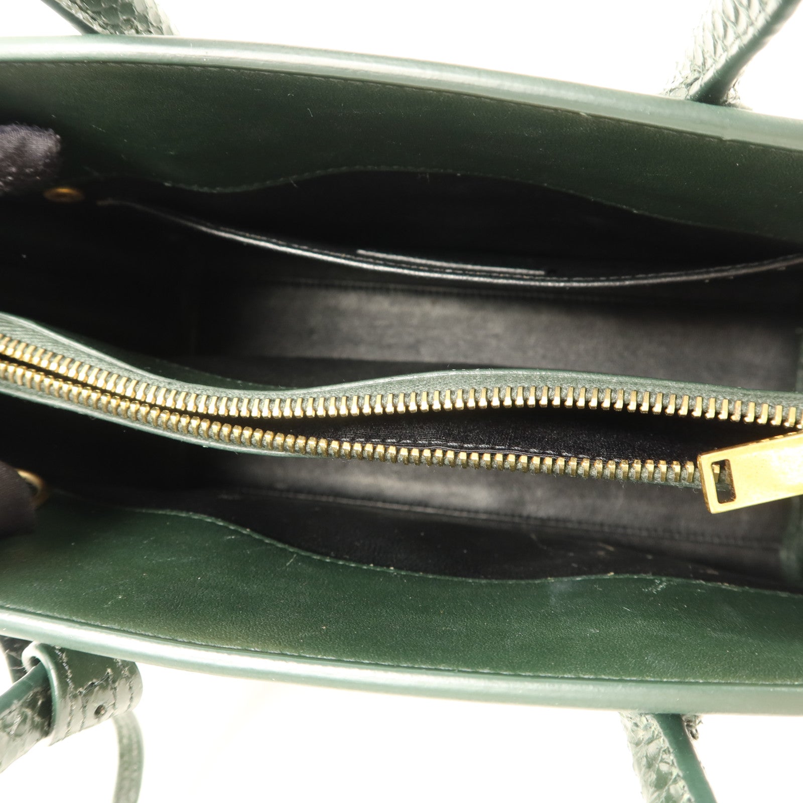 SAINT LAURENT 牛皮皮革/蛇皮皮革Sac de Jour金扣手挽肩背兩用袋