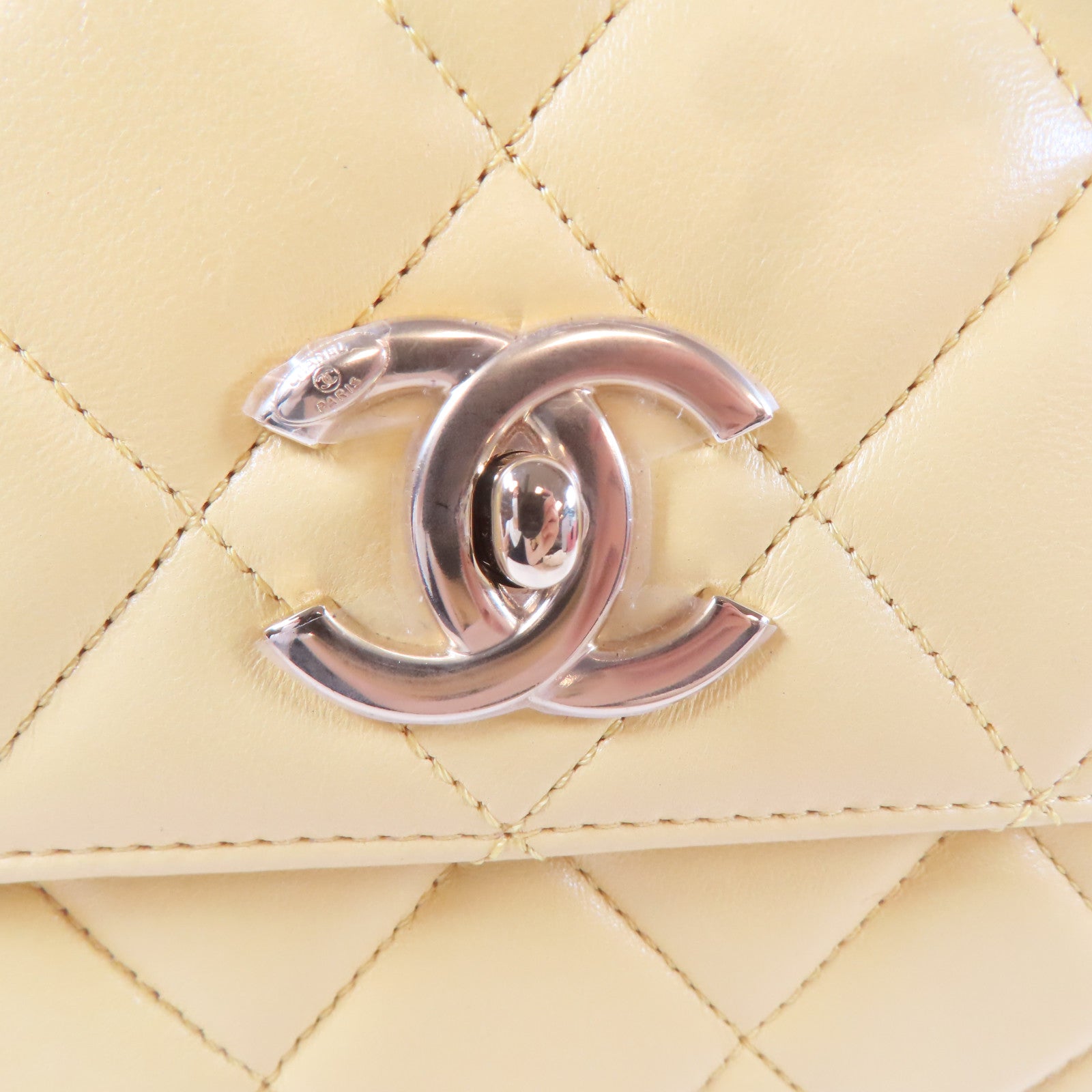 CHANEL 【激減優惠】菱格羊皮皮革Chain Shoulder Bag金扣鏈帶肩背袋黃色