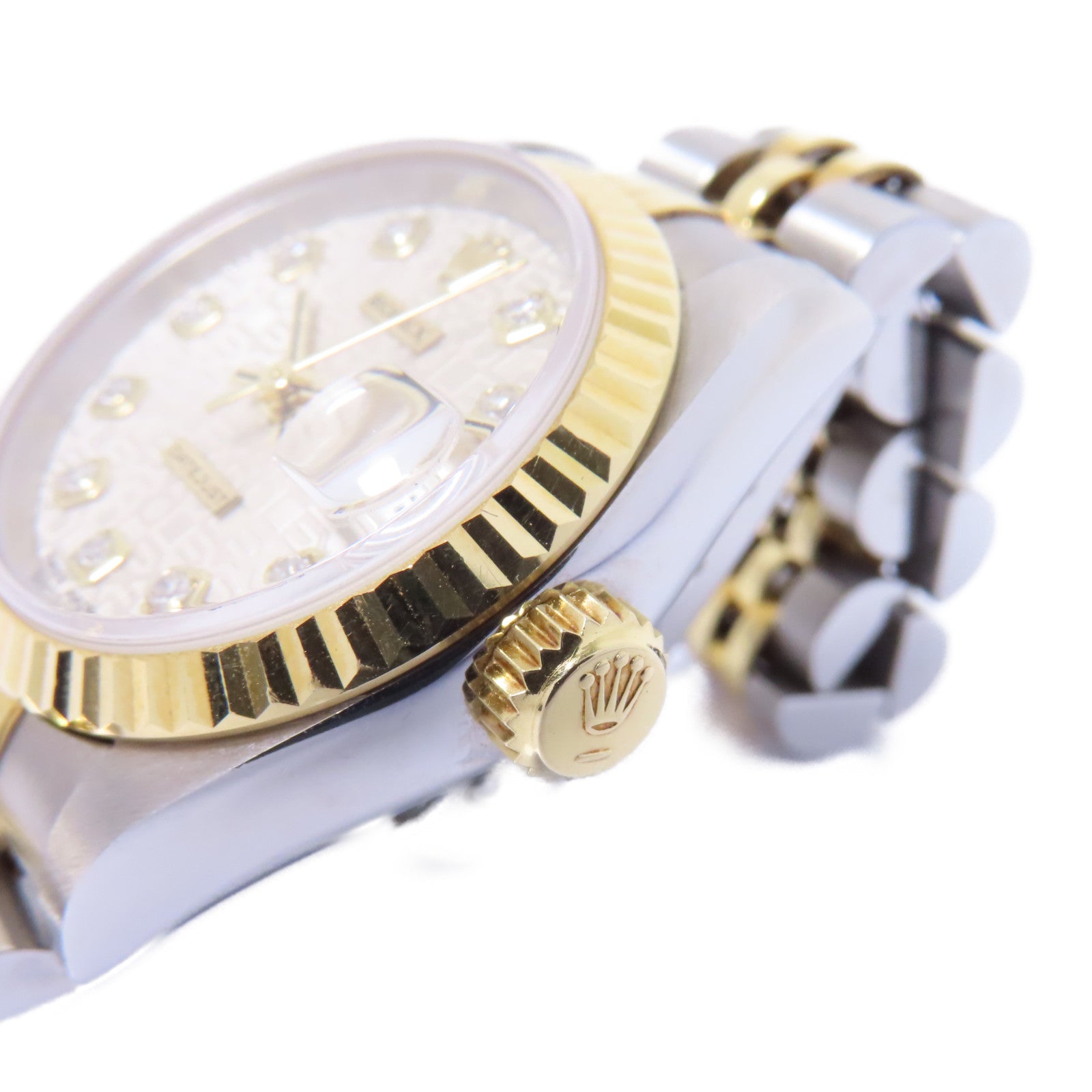 ROLEX Datejust 26mm 18K黃金/不鏽鋼/鑽石手錶自動機芯銀色