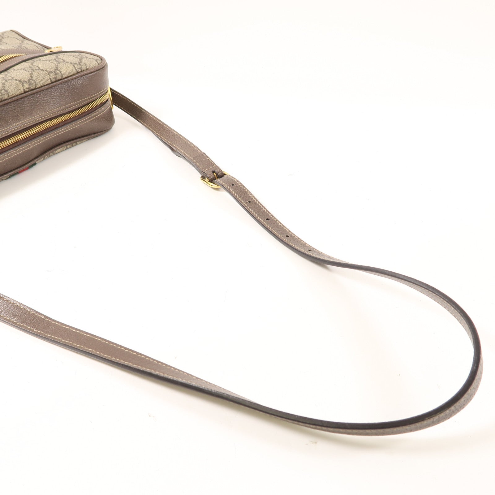 GUCCI 【激減優惠】塗層帆布Shoulder Bag金扣肩背袋啡色
