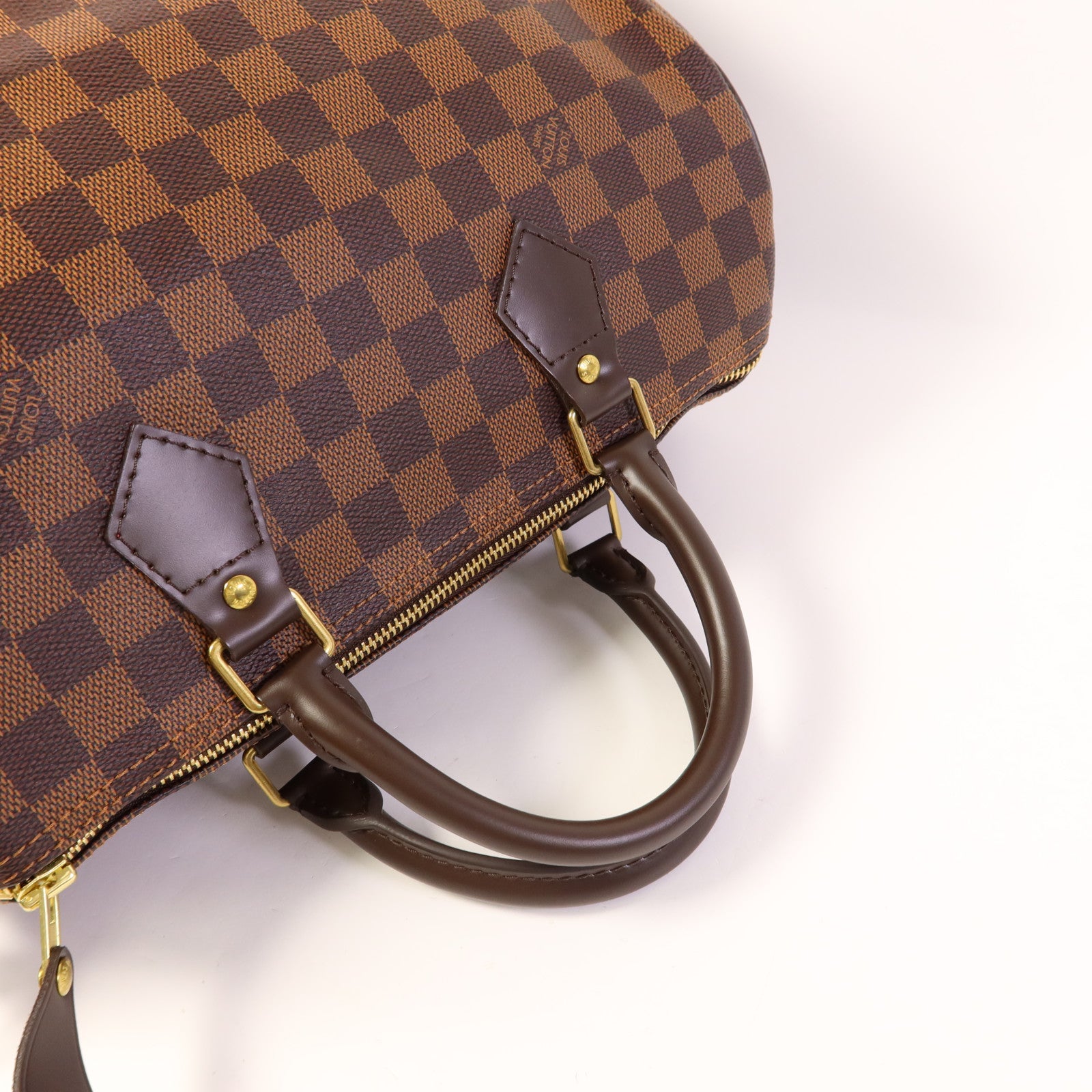 LOUIS VUITTON Damier Speedy 30金扣手挽袋