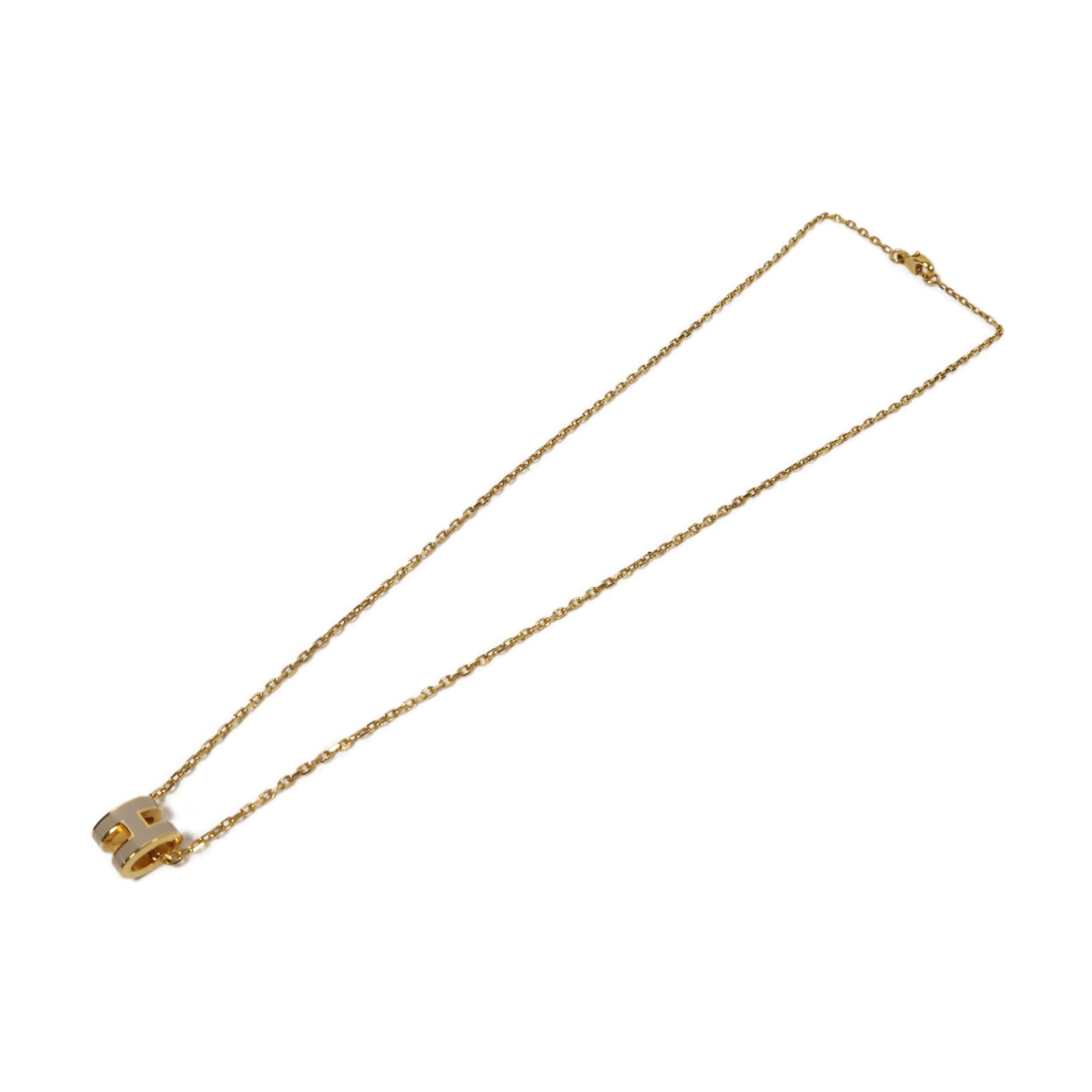 HERMES 金属Mini Pop H Necklace項鍊奶茶色