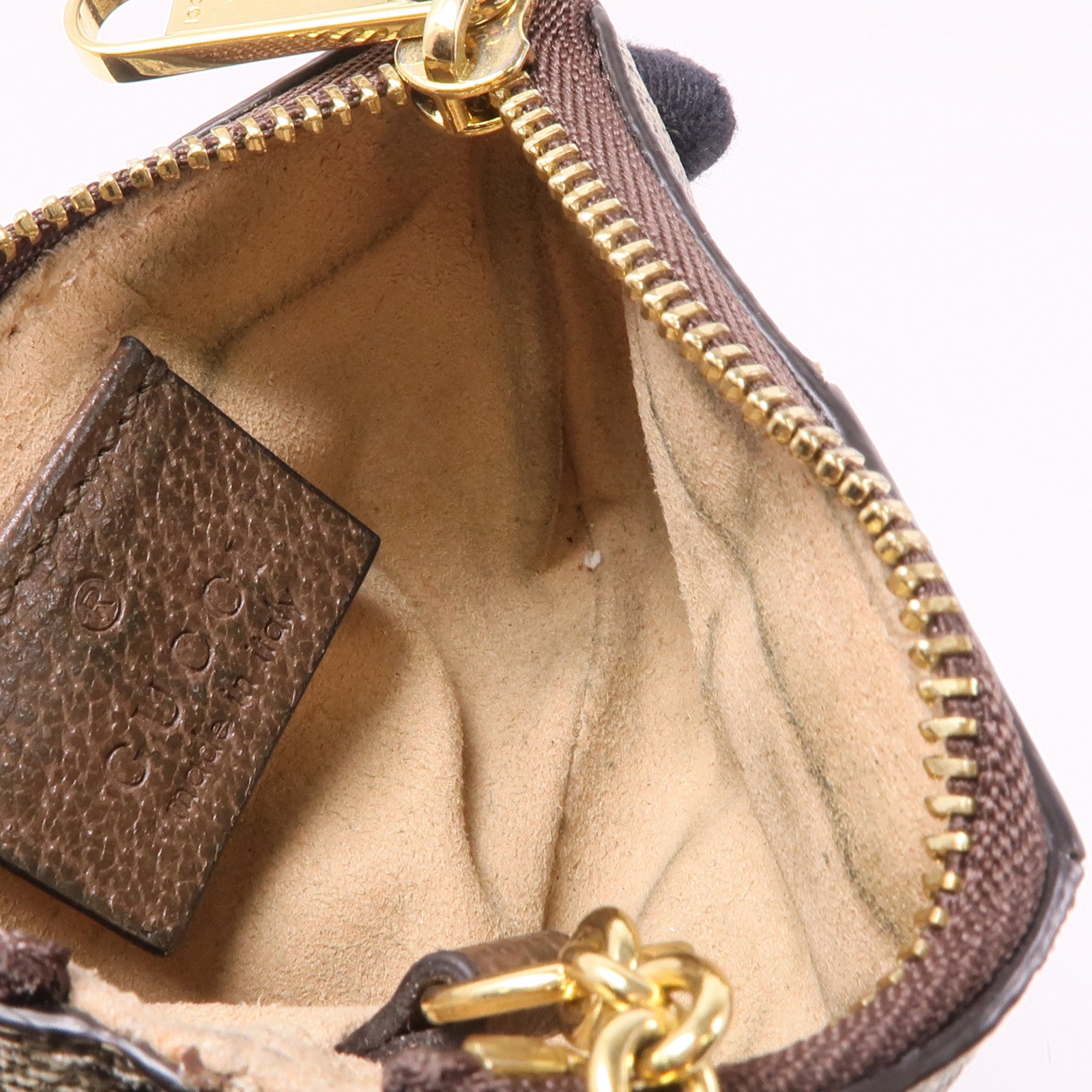 GUCCI GG GHW Ophidia Key Case 671722 Coated Canvas Brown