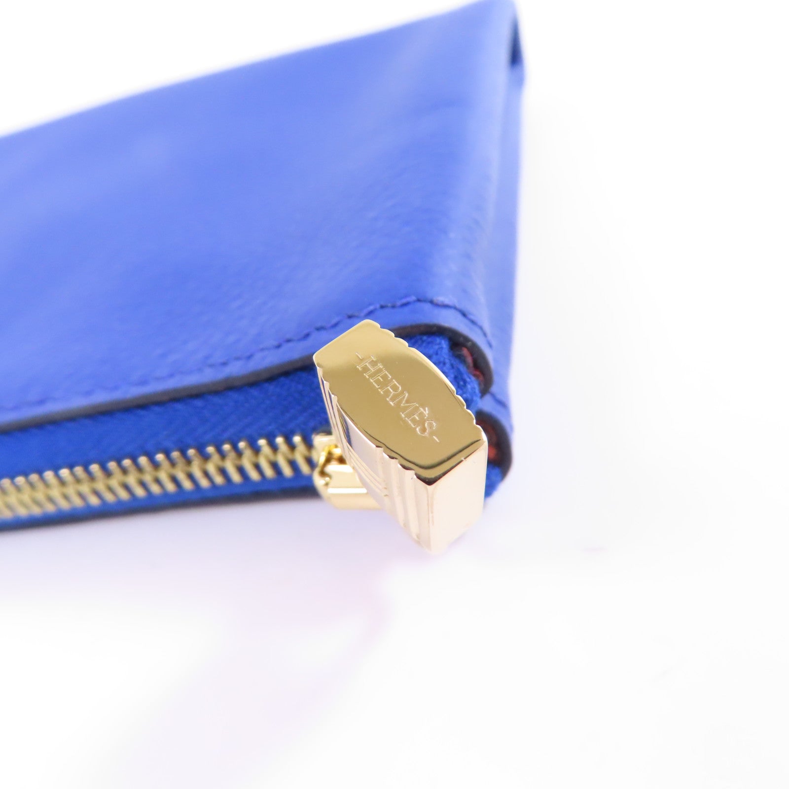 HERMES Evercolor皮革Atout I4 Pouch Card Holder金扣卡套Bleu Electrique