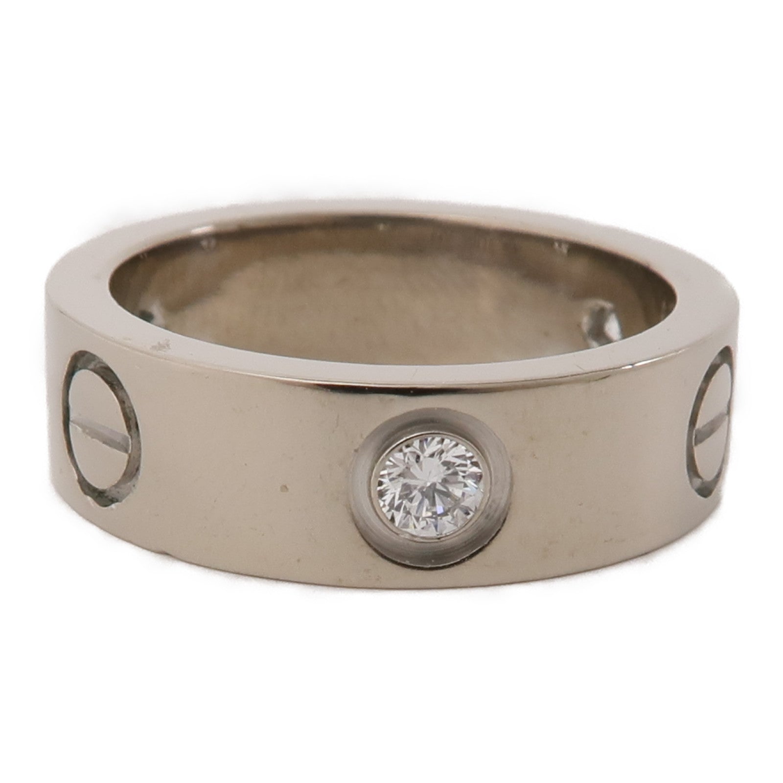 CARTIER 18K白金Love Ring Half Diamond Ring鑽石戒指Cartier#49/US#5