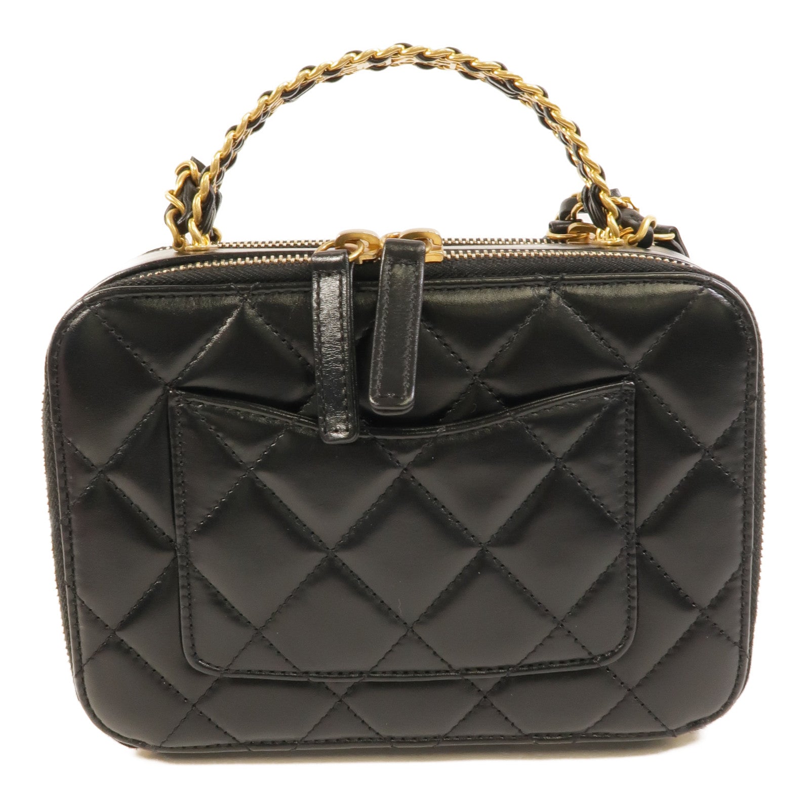 CHANEL 羊皮皮革Vanity Case鏈帶手挽肩背兩用袋