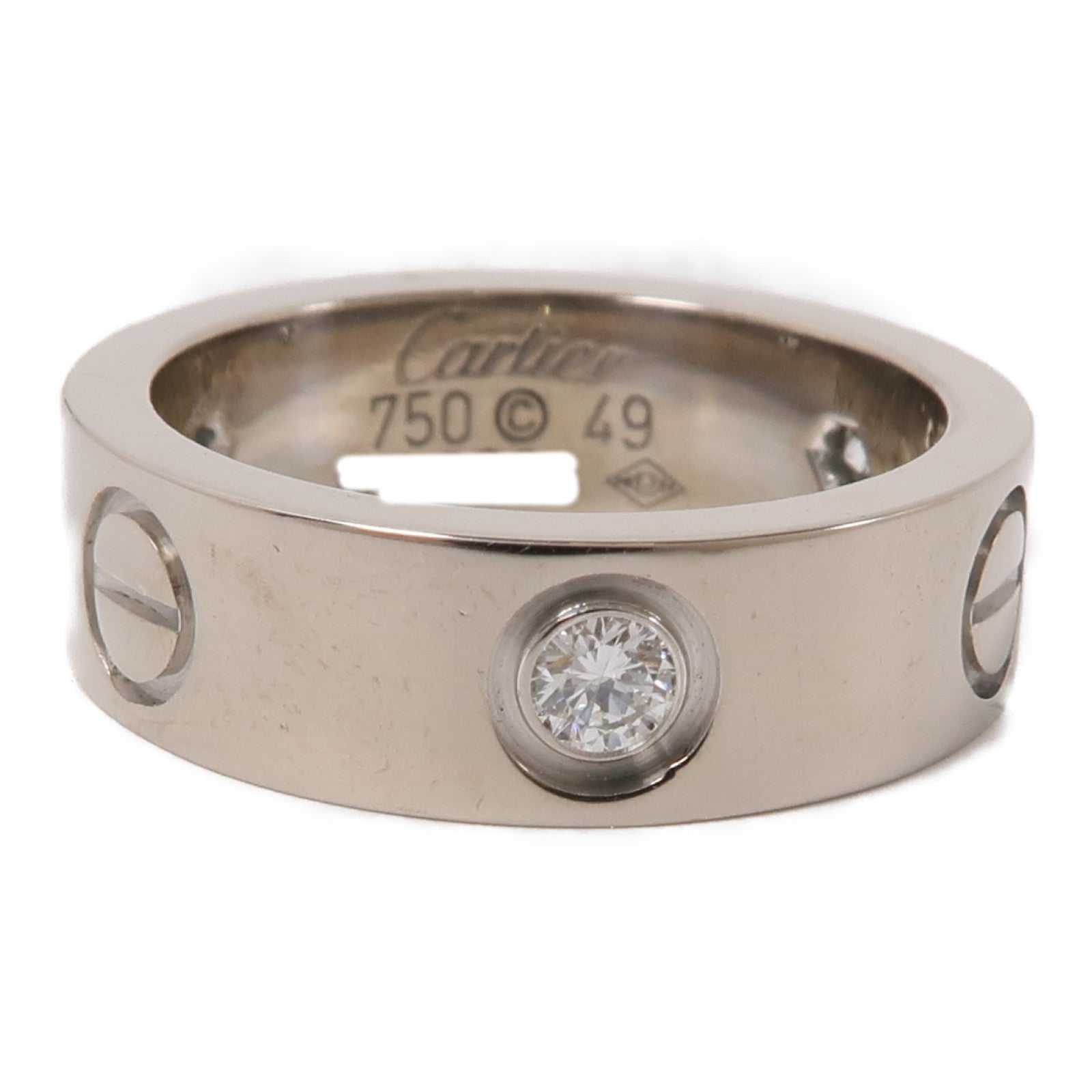 CARTIER 18K白金Love Ring Half Diamond Ring鑽石戒指Cartier#49/US#5