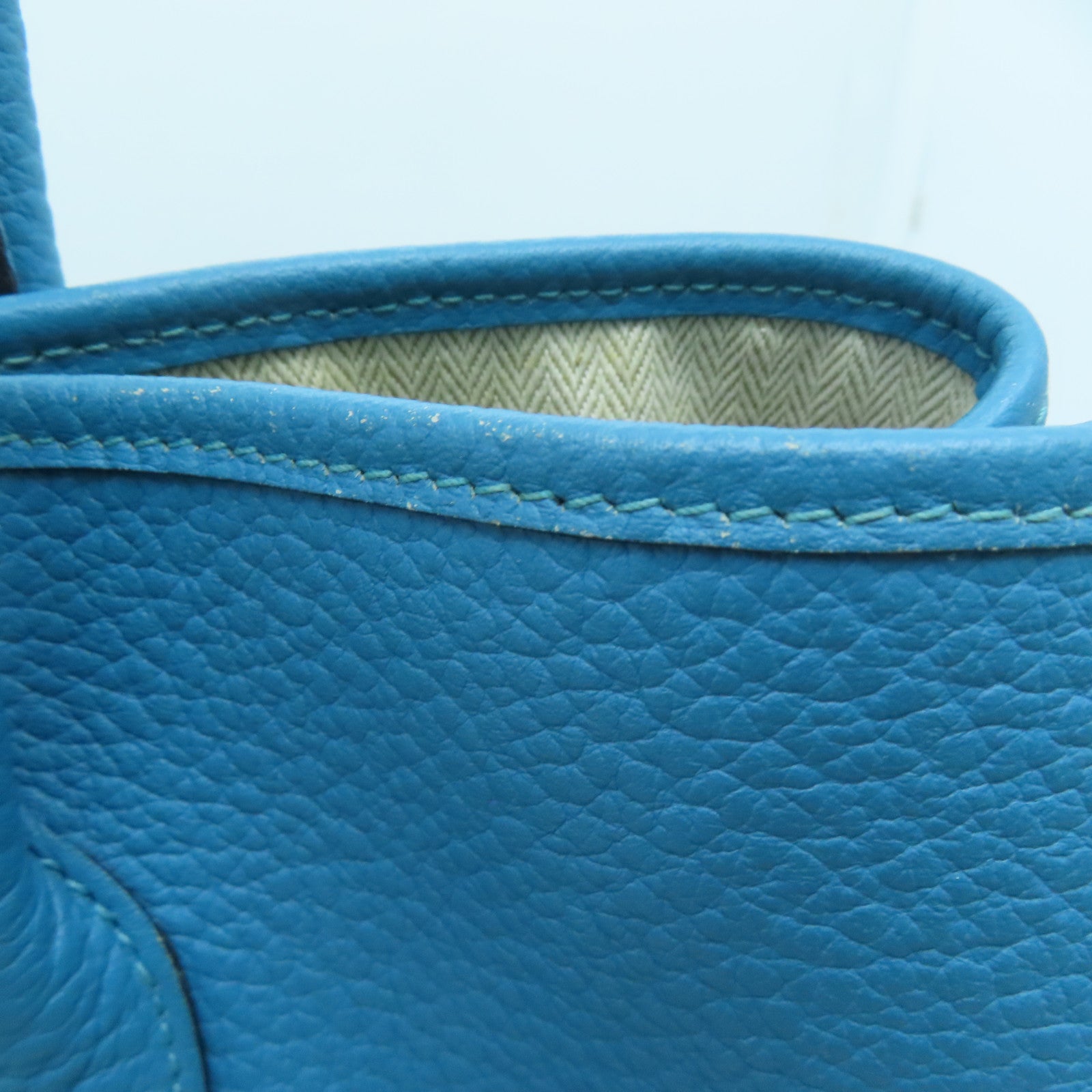HERMES 【激減優惠】Negonda皮革GardenParty PM金色手挽袋藍色