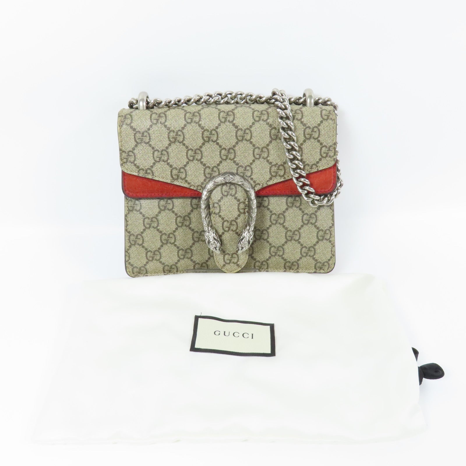 GUCCI GG SHW Dionysus Bloom Chain Shoulder Bag Coated Canvas Brown Red