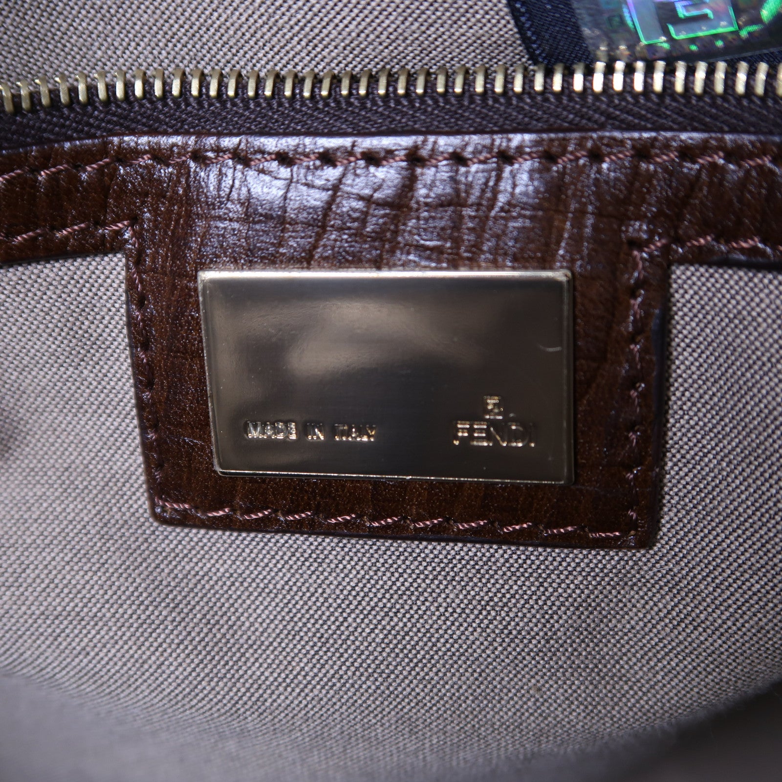 FENDI 【激減優惠】馬毛Shoulder Bag金扣肩背袋啡色
