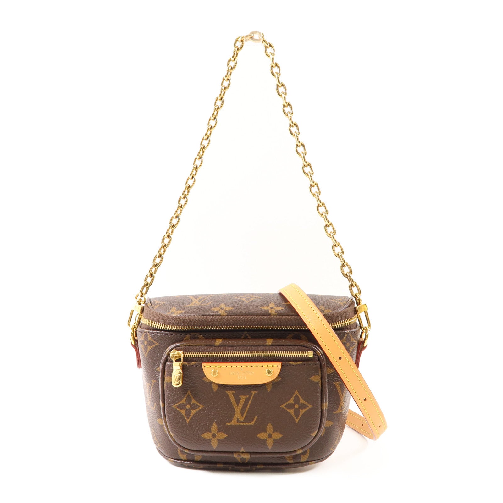 LOUIS VUITTON Monogram Mini Bumbag金扣手挽肩背兩用袋棕色