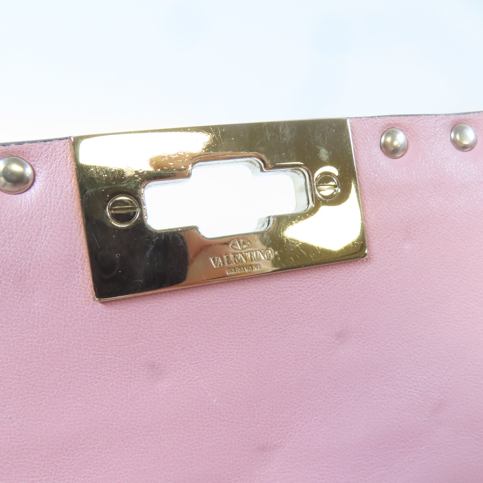 Valentino 牛皮皮革2 Way Chain Shoulder Bag金扣鏈帶手挽肩背兩用袋粉紅色