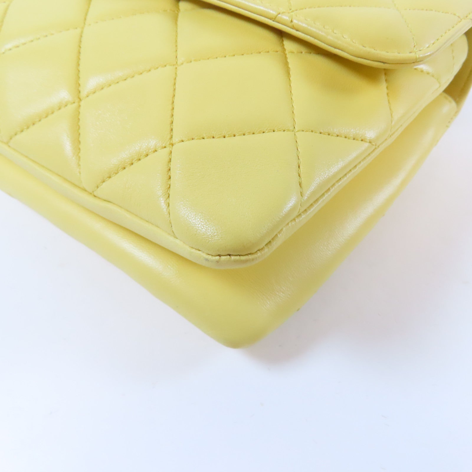 CHANEL 【激減優惠】菱格羊皮皮革Chain Shoulder Bag金扣鏈帶肩背袋黃色