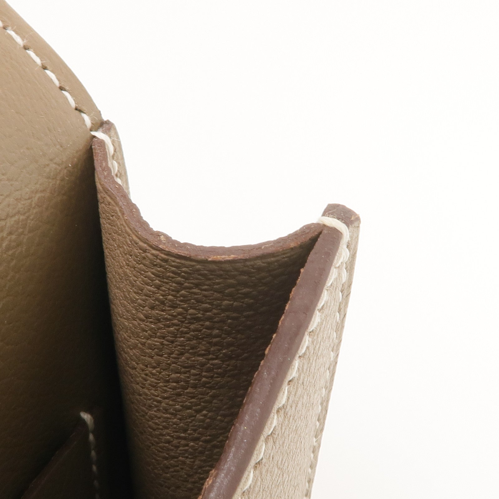 HERMES Evercolor皮革Constance Slim Wallet金扣錢包Etoupe