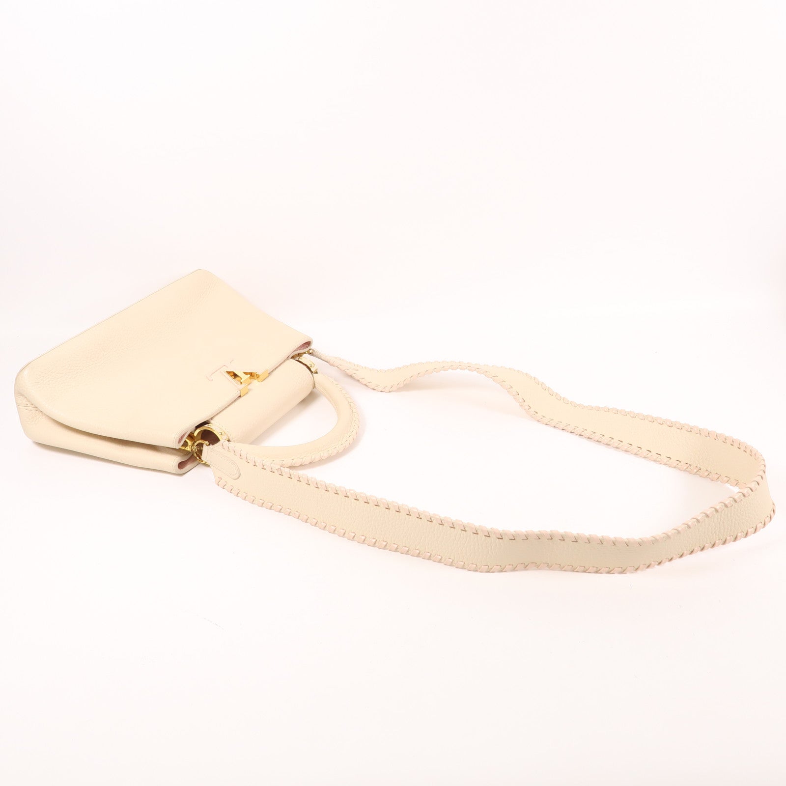 LOUIS VUITTON Taurillon Capucines BB金扣手挽肩背兩用袋