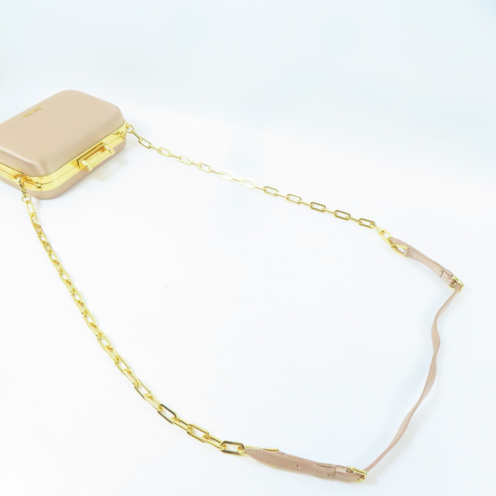 Miu Miu Satin Clutch Box金扣鏈帶肩背袋粉紅色