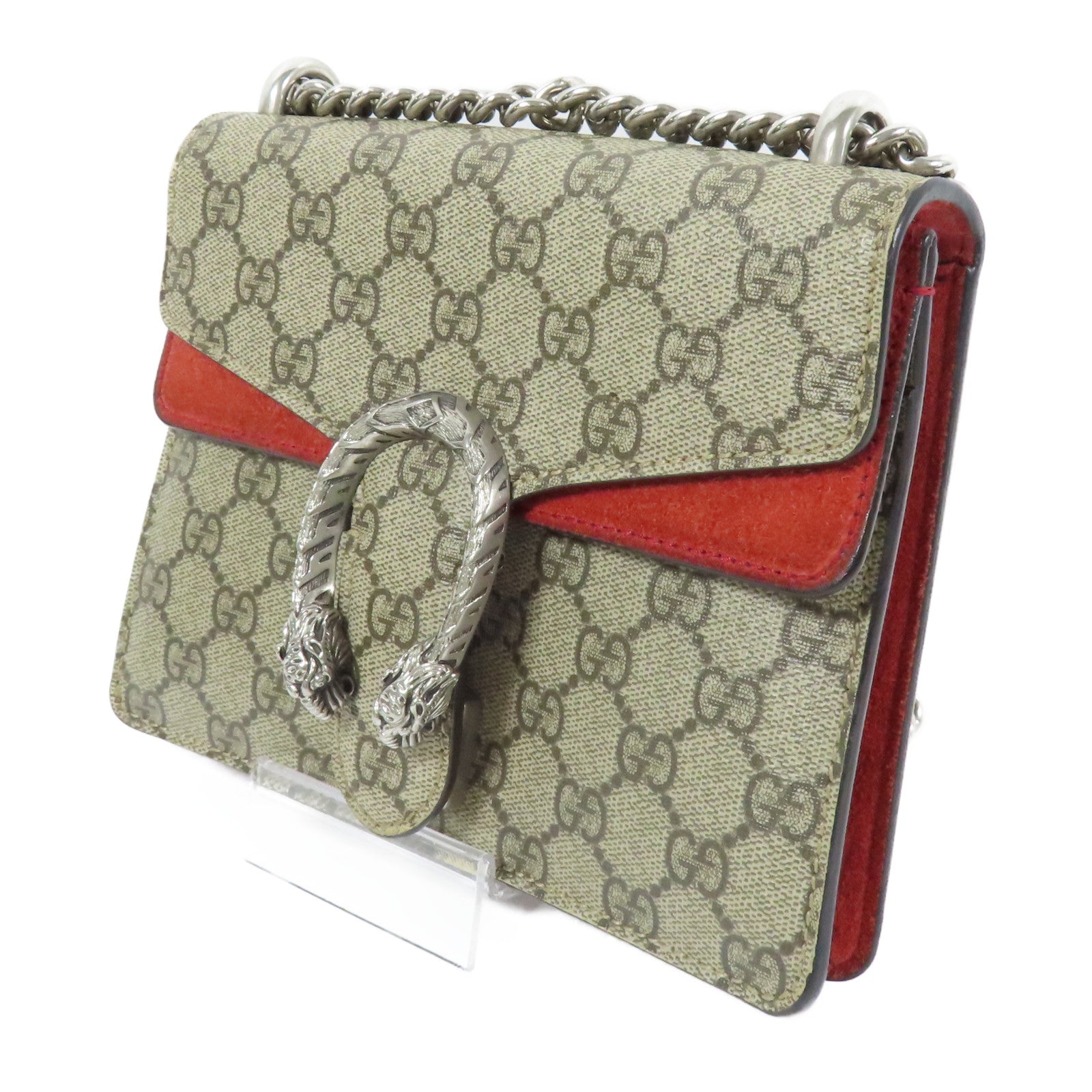 GUCCI GG SHW Dionysus Bloom Chain Shoulder Bag Coated Canvas Brown Red
