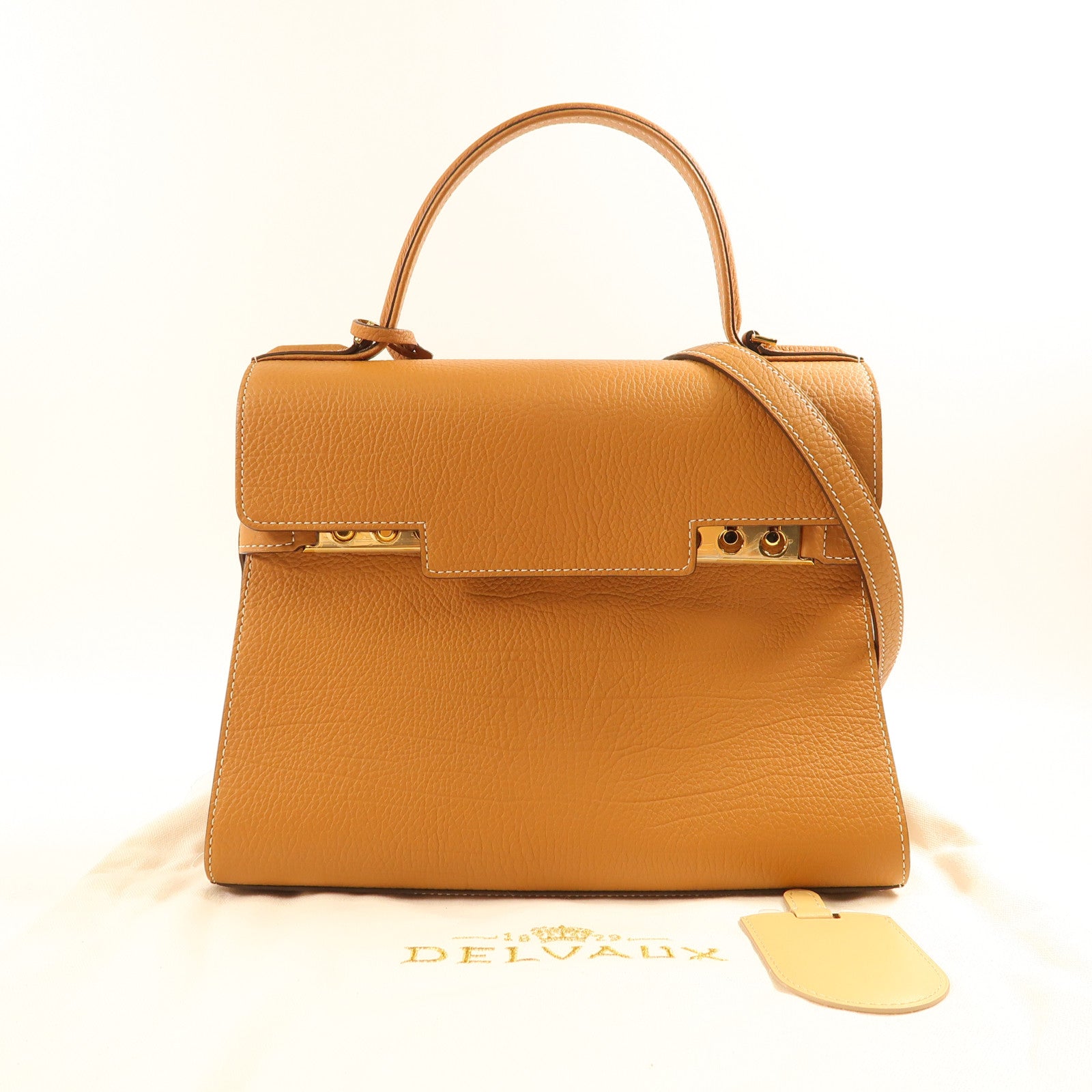 Delvaux 牛皮皮革Brillant MM金扣手挽肩背兩用袋