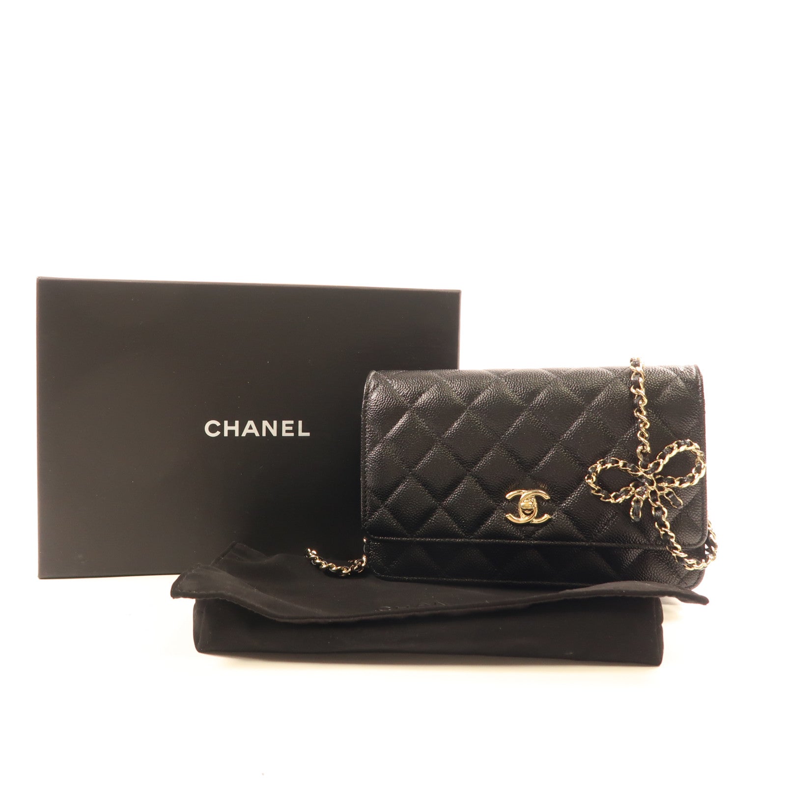 CHANEL 牛皮皮革Wallet On Chain金扣肩背袋