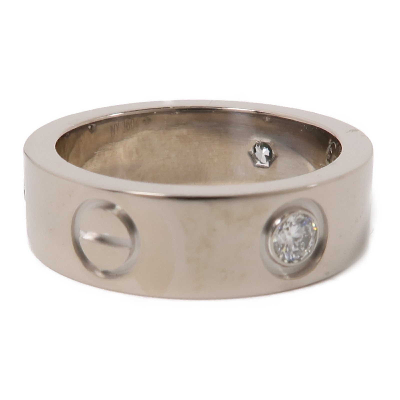 CARTIER 18K白金Love Ring Half Diamond Ring鑽石戒指Cartier#49/US#5