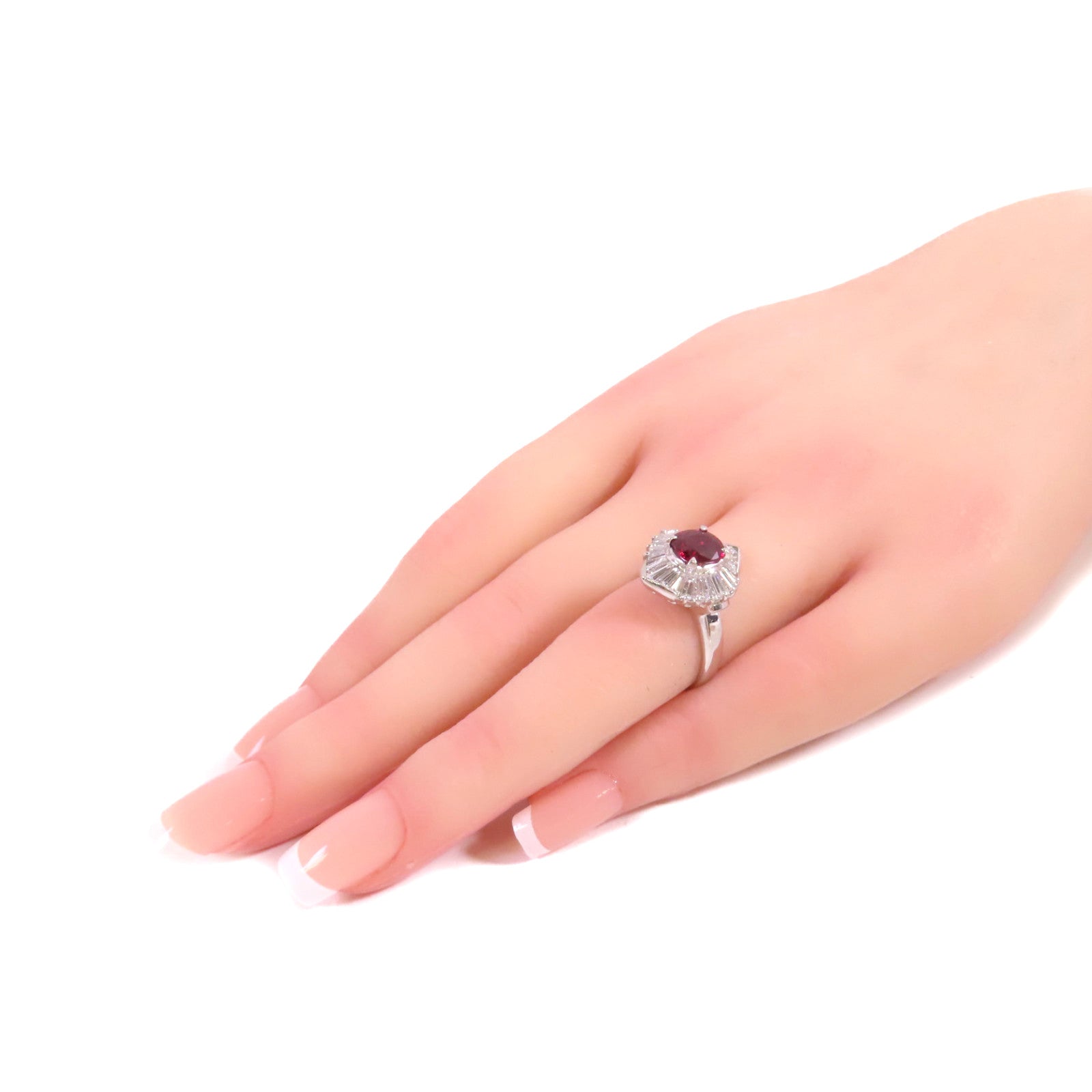 JEWELRY PT900鉑金/1.23ct紅寶石/1.22ct鑚石Ruby Diamond Ring 戒指US#5.75