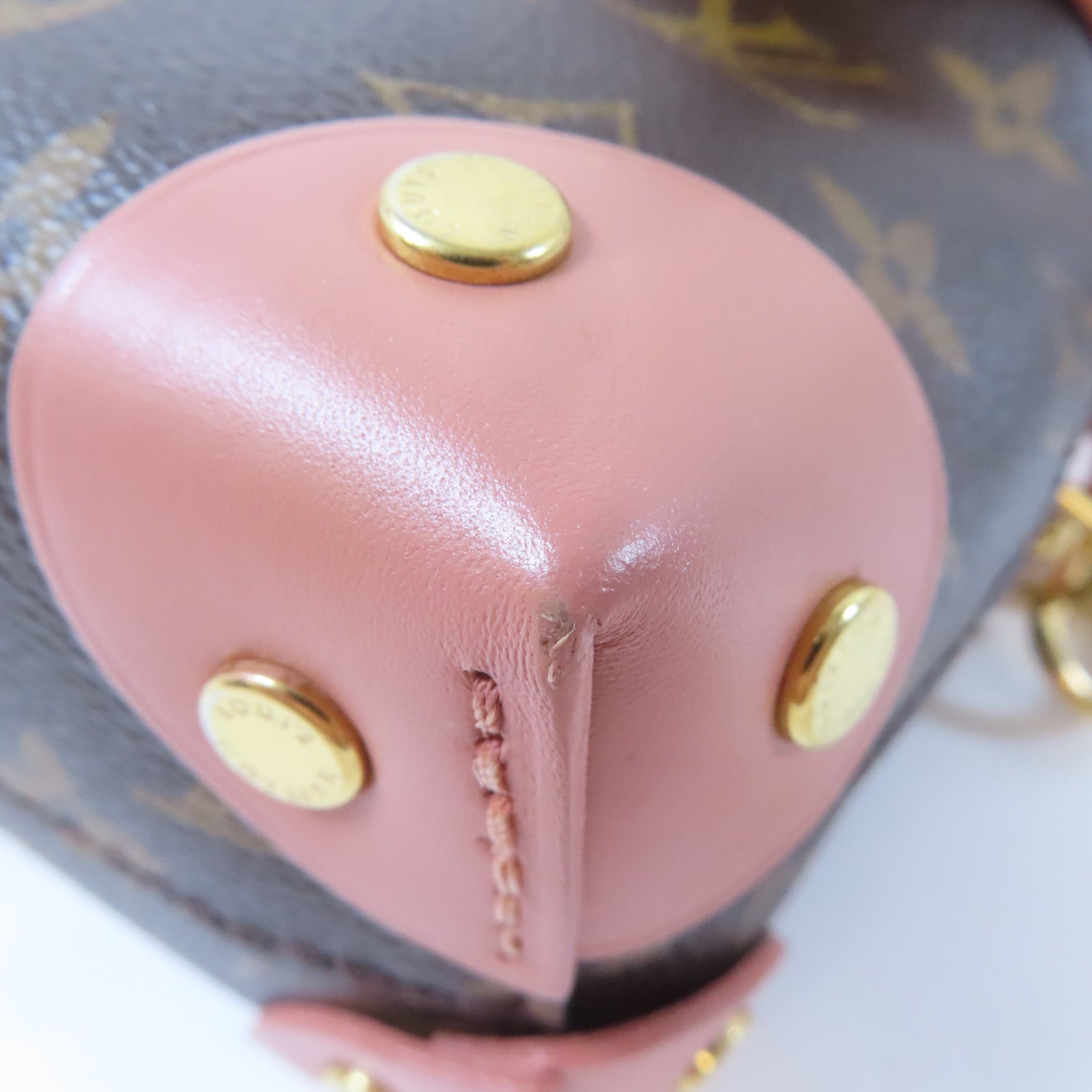 LOUIS VUITTON 【激減優惠】Monogram Petite Malle Souple金扣手挽肩背兩用袋啡色/粉紅色
