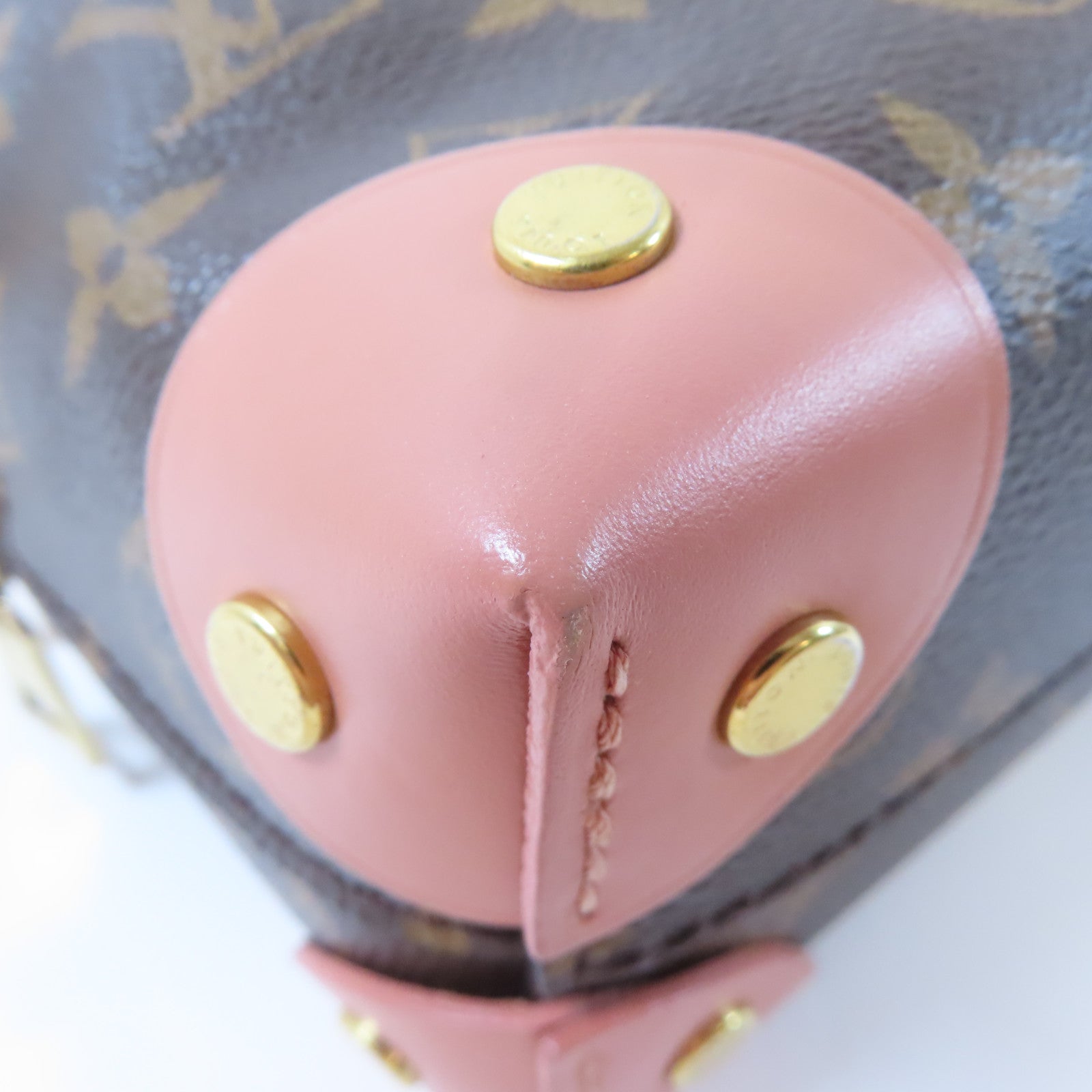 LOUIS VUITTON 【激減優惠】Monogram Petite Malle Souple金扣手挽肩背兩用袋啡色/粉紅色