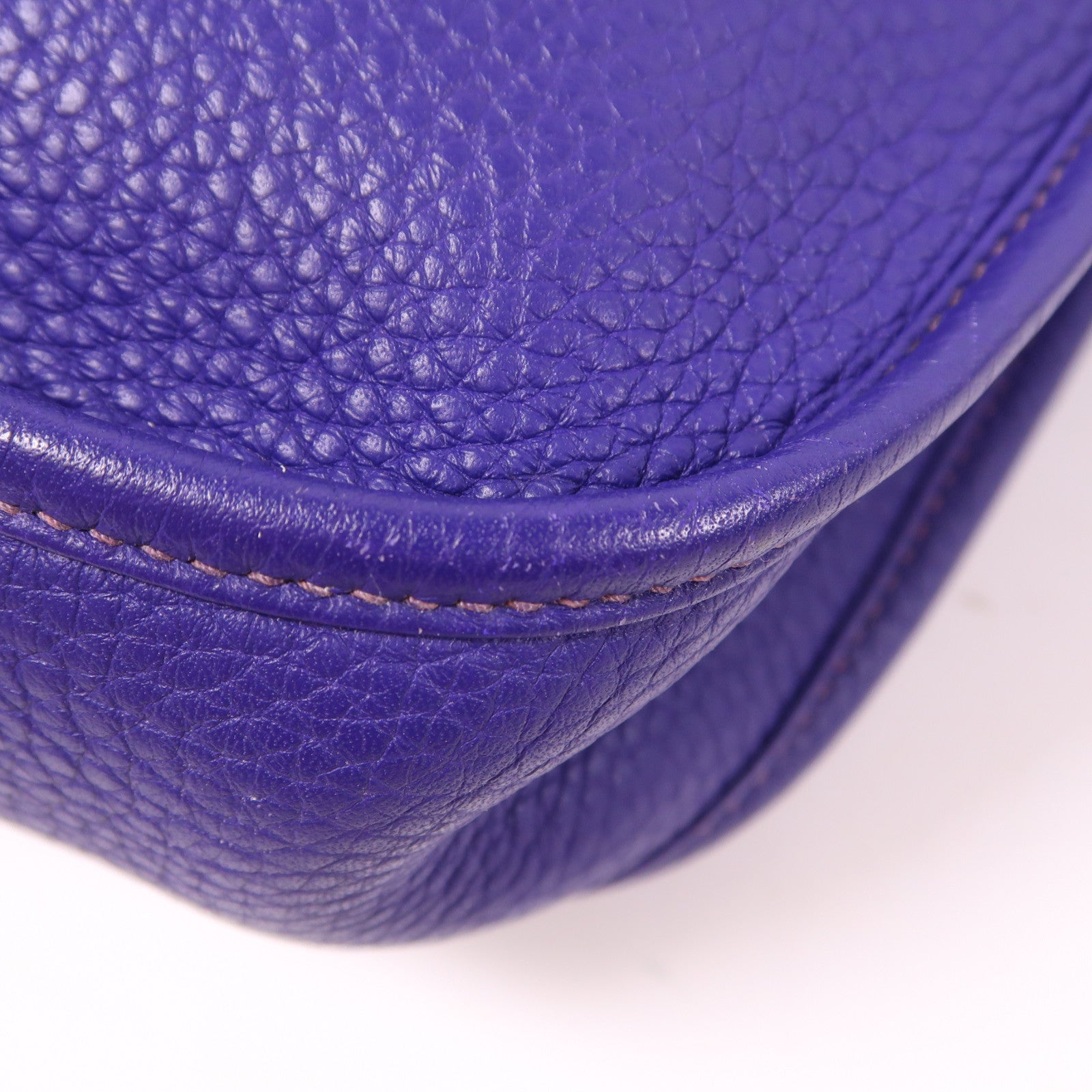 HERMES Clemence皮革Evelyne PM銀扣肩背袋Iris/紫色