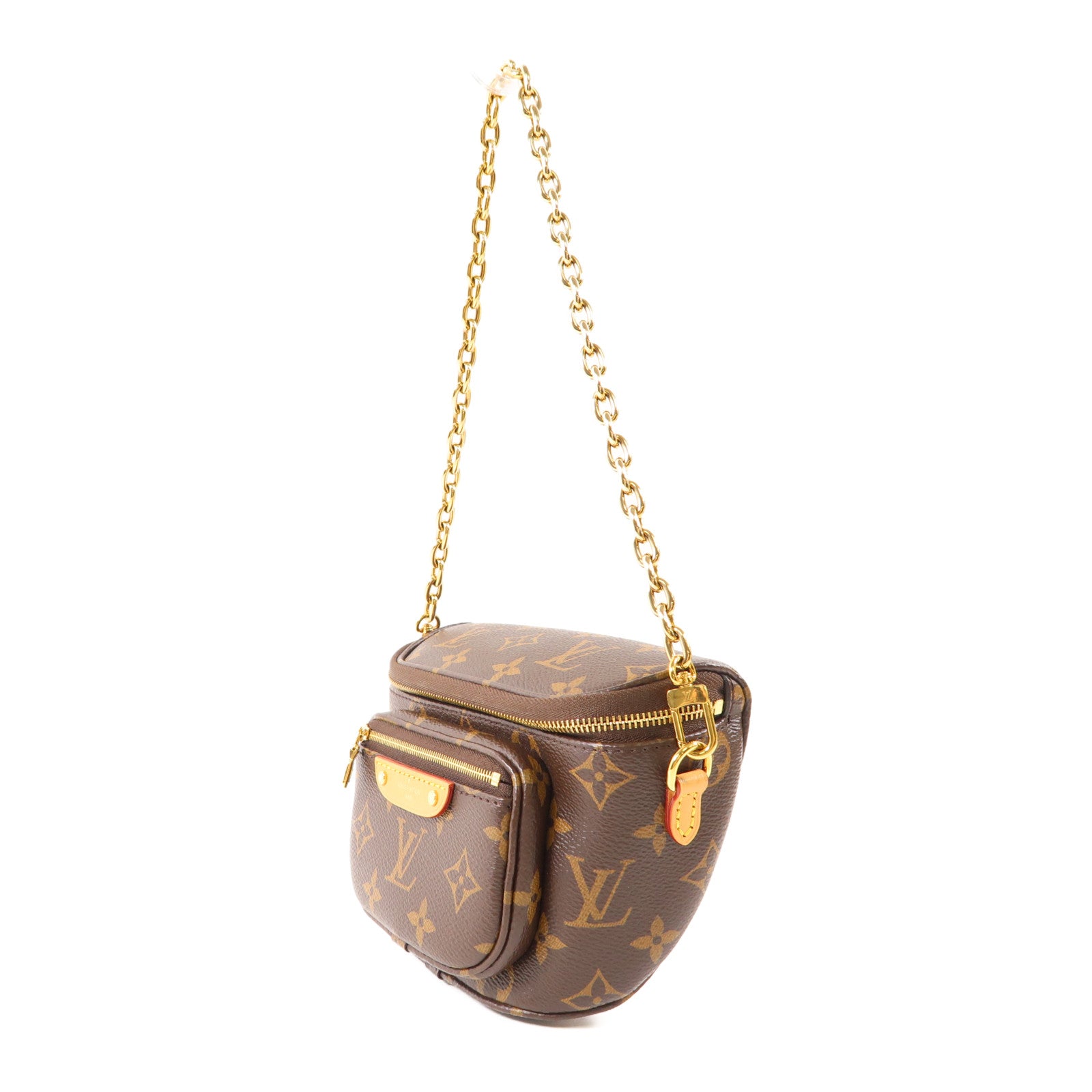 LOUIS VUITTON Monogram Mini Bumbag金扣手挽肩背兩用袋棕色