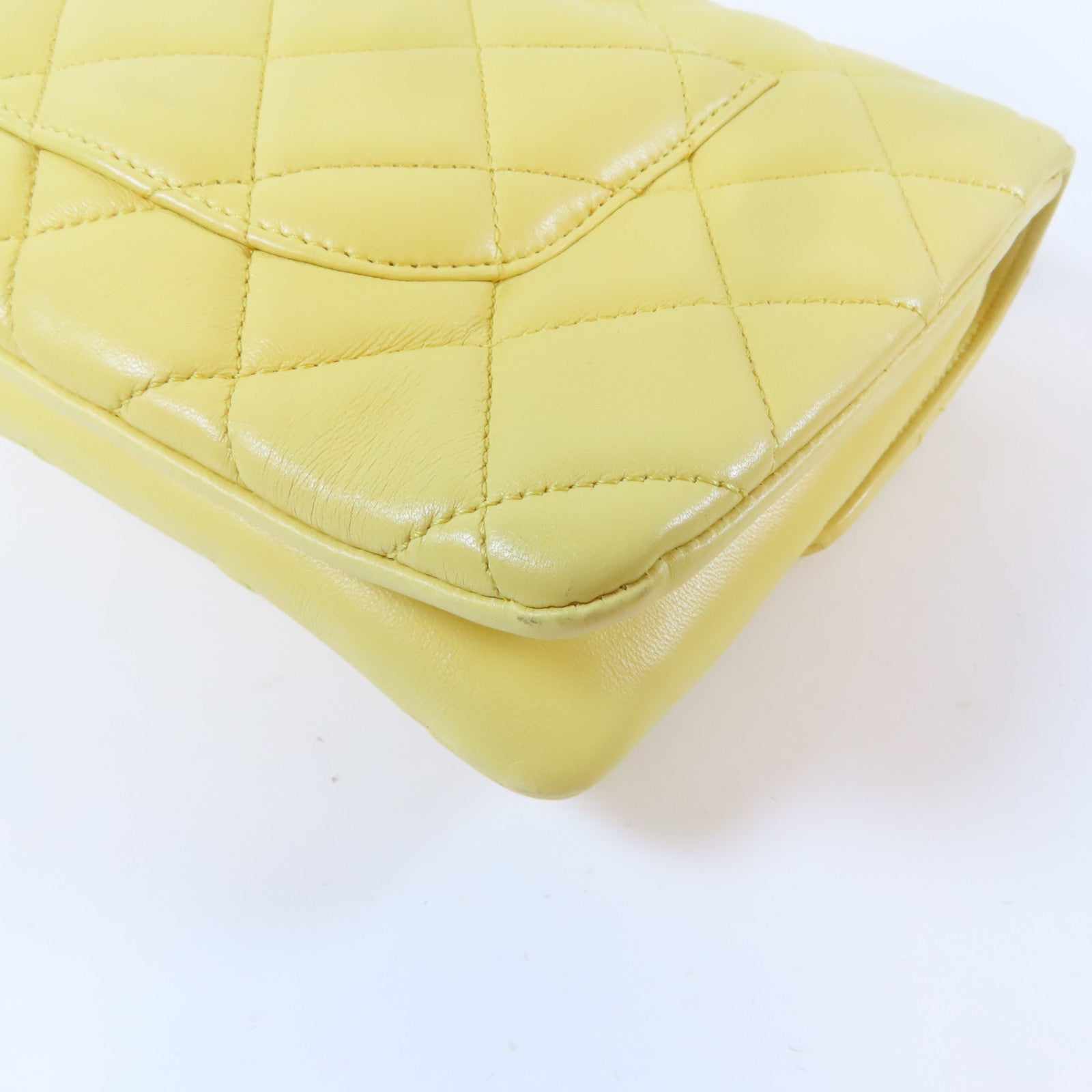 CHANEL 【激減優惠】菱格羊皮皮革Chain Shoulder Bag金扣鏈帶肩背袋黃色