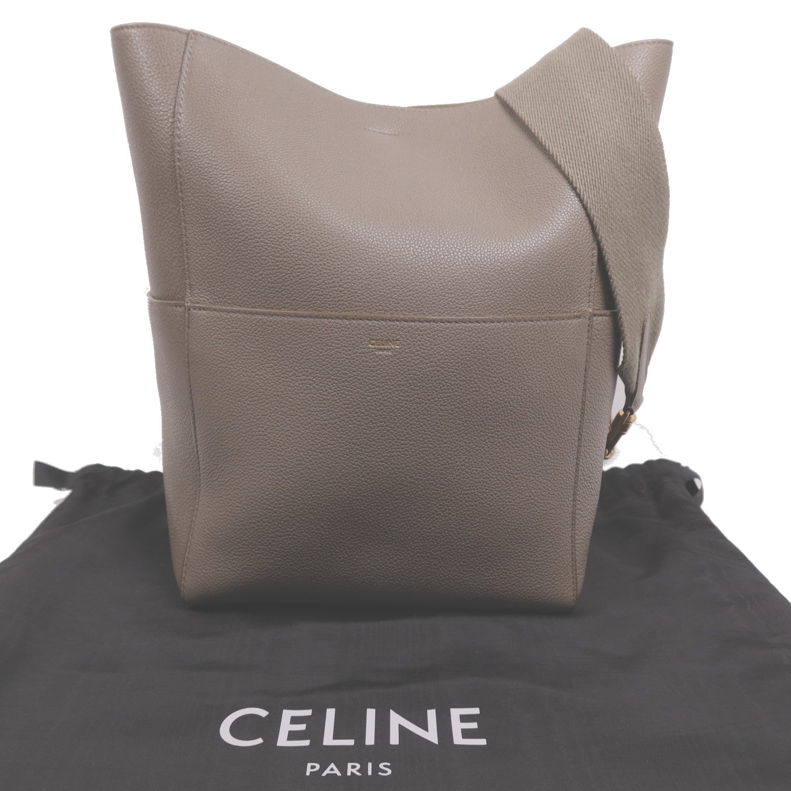 CELINE 牛皮皮革Sangle Bucket金扣肩背袋