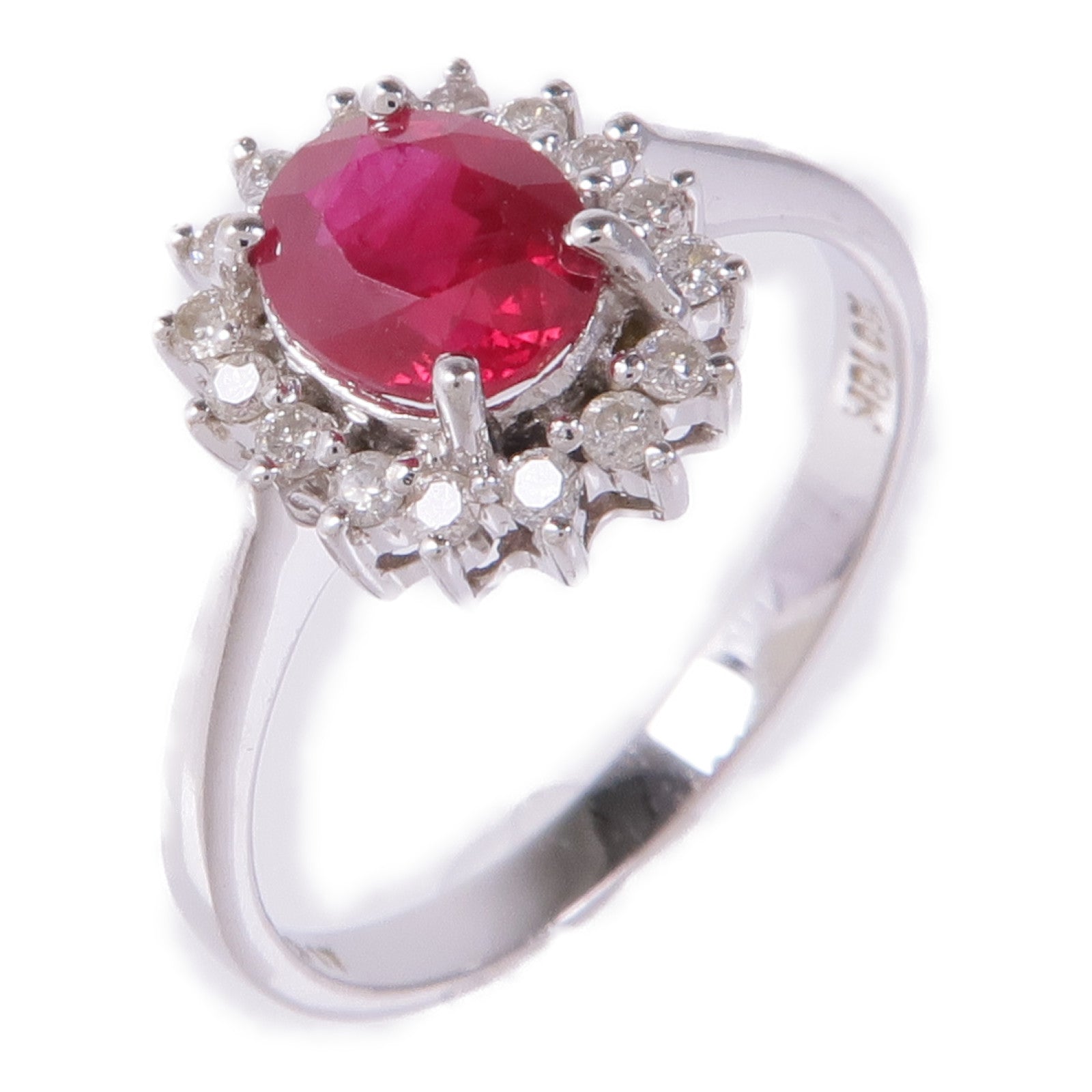 JEWELRY 18K白金Ruby/Diamond Ring紅寶石/鑽石戒指US#6