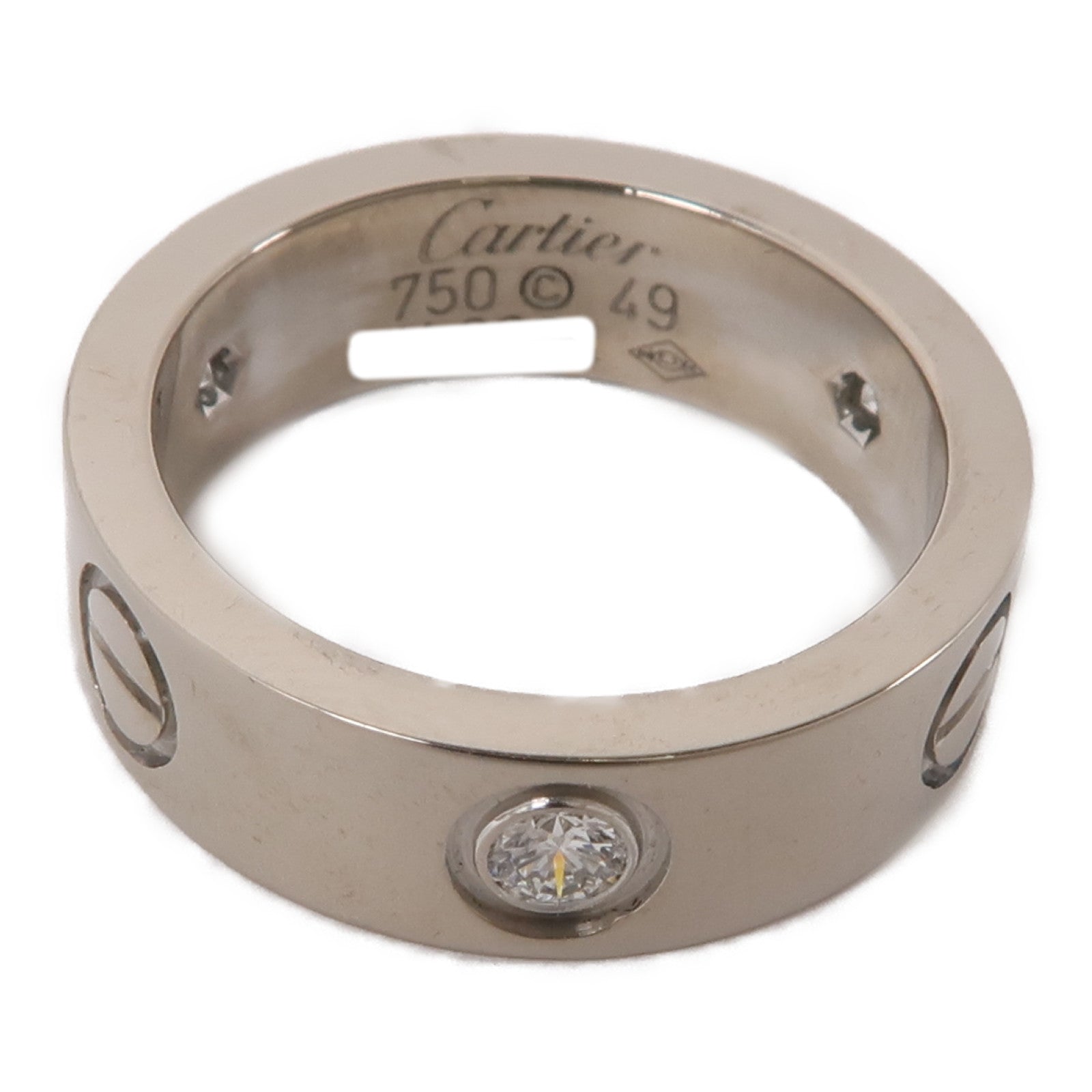 CARTIER 18K白金Love Ring Half Diamond Ring鑽石戒指Cartier#49/US#5