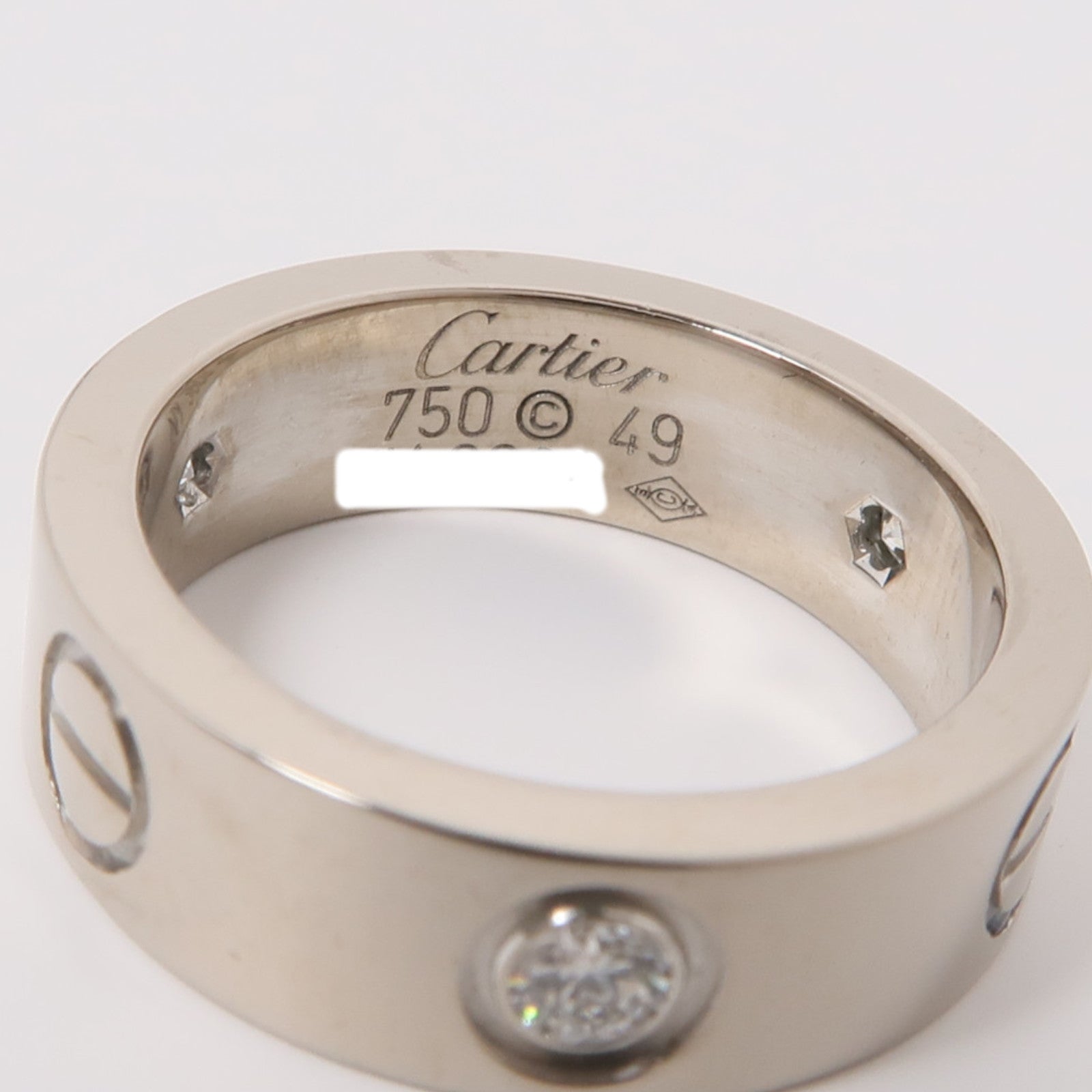 CARTIER 18K白金Love Ring Half Diamond Ring鑽石戒指Cartier#49/US#5