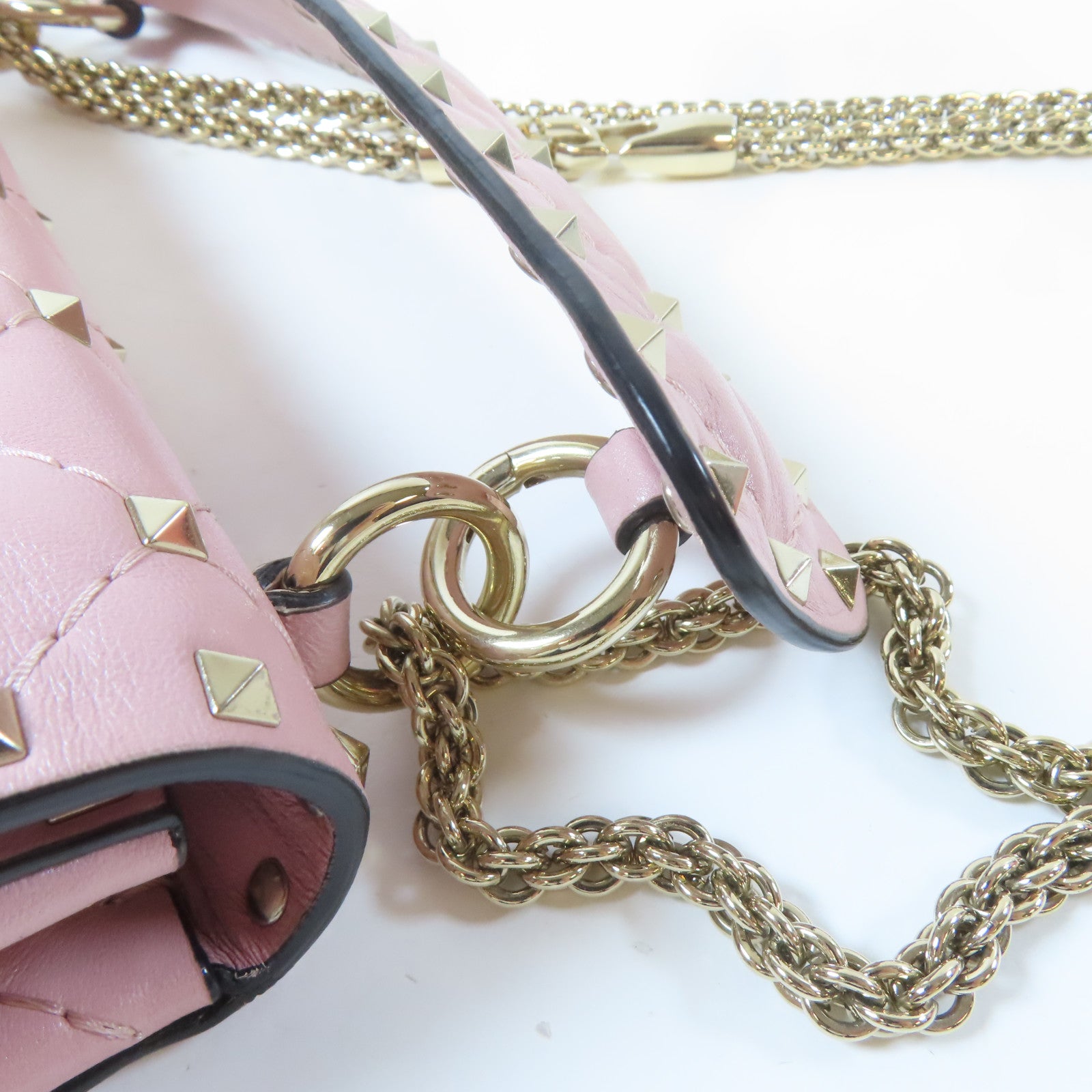 Valentino 牛皮皮革2 Way Chain Shoulder Bag金扣鏈帶手挽肩背兩用袋粉紅色