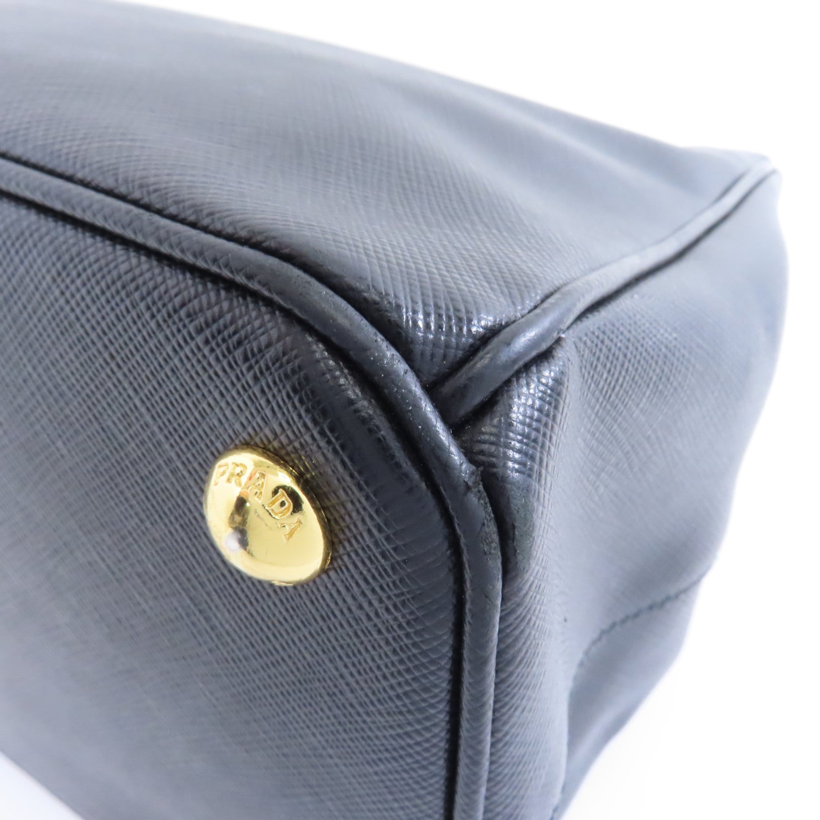 PRADA 牛皮皮革Galleria Bag金扣手挽肩背兩用袋黑色